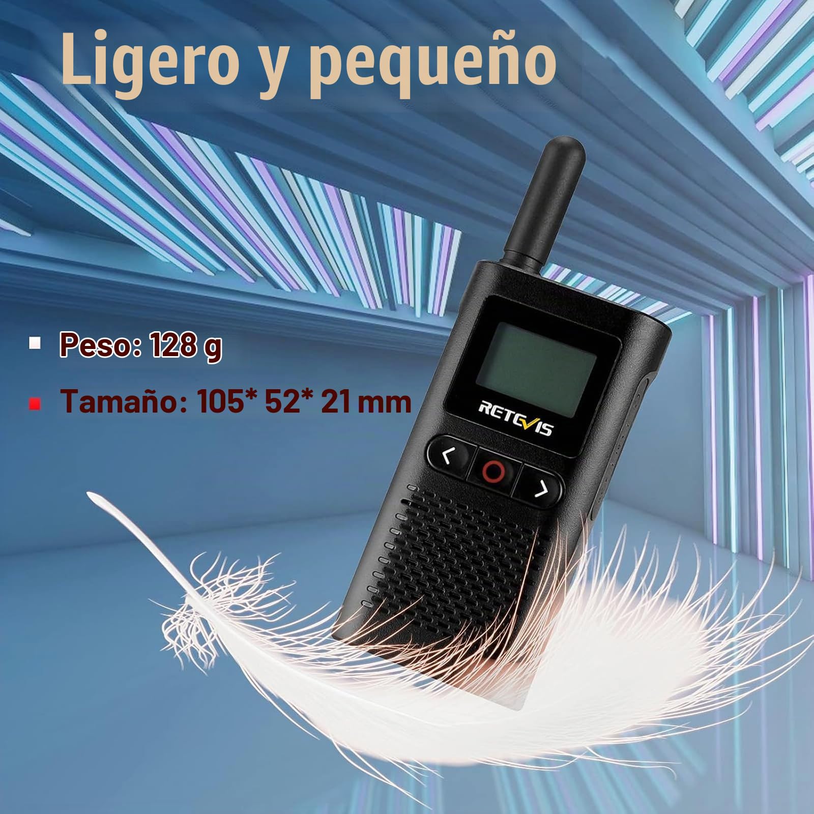Retevis RB628 Walkie Talkie, PMR446 Mini 1500mAh Walkie Recargable, VOX Pantalla LCD, Walkie Talkie Profesional con Auriculares para Hotel, Restaurante, Peluquería (10 Piezas, Negro)
