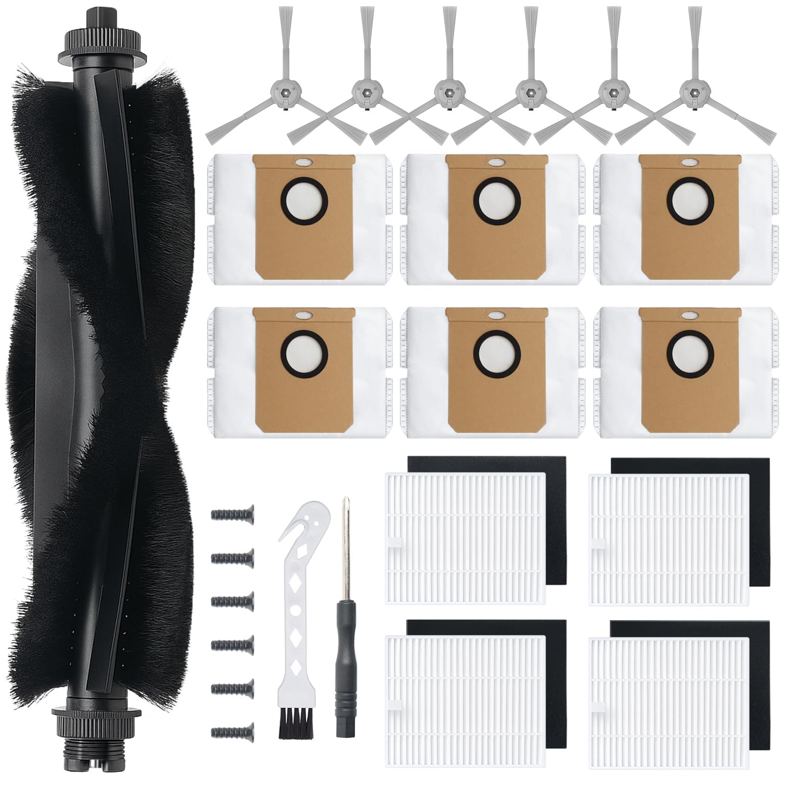 Accessories Kit for Eufy L60/ L60 SES/ L50/ L50 SES Robot Vacuum Cleaner, Replacement Parts Include 1 Roller Brushs, 6 Dust bags,4 HEPA Filters, 4 Foam Filters,6 Side Brushs, 6 screws, 1 Clean Tool