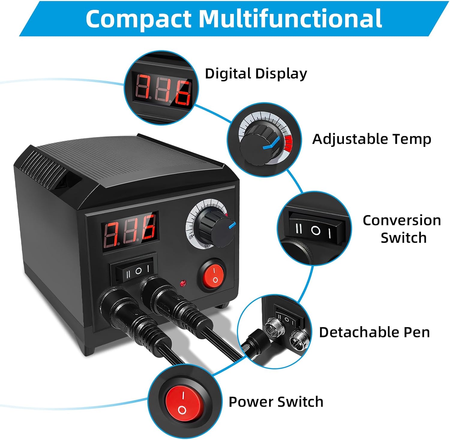 Compact Multifunctional Wood Burning Station with Labeled Parts