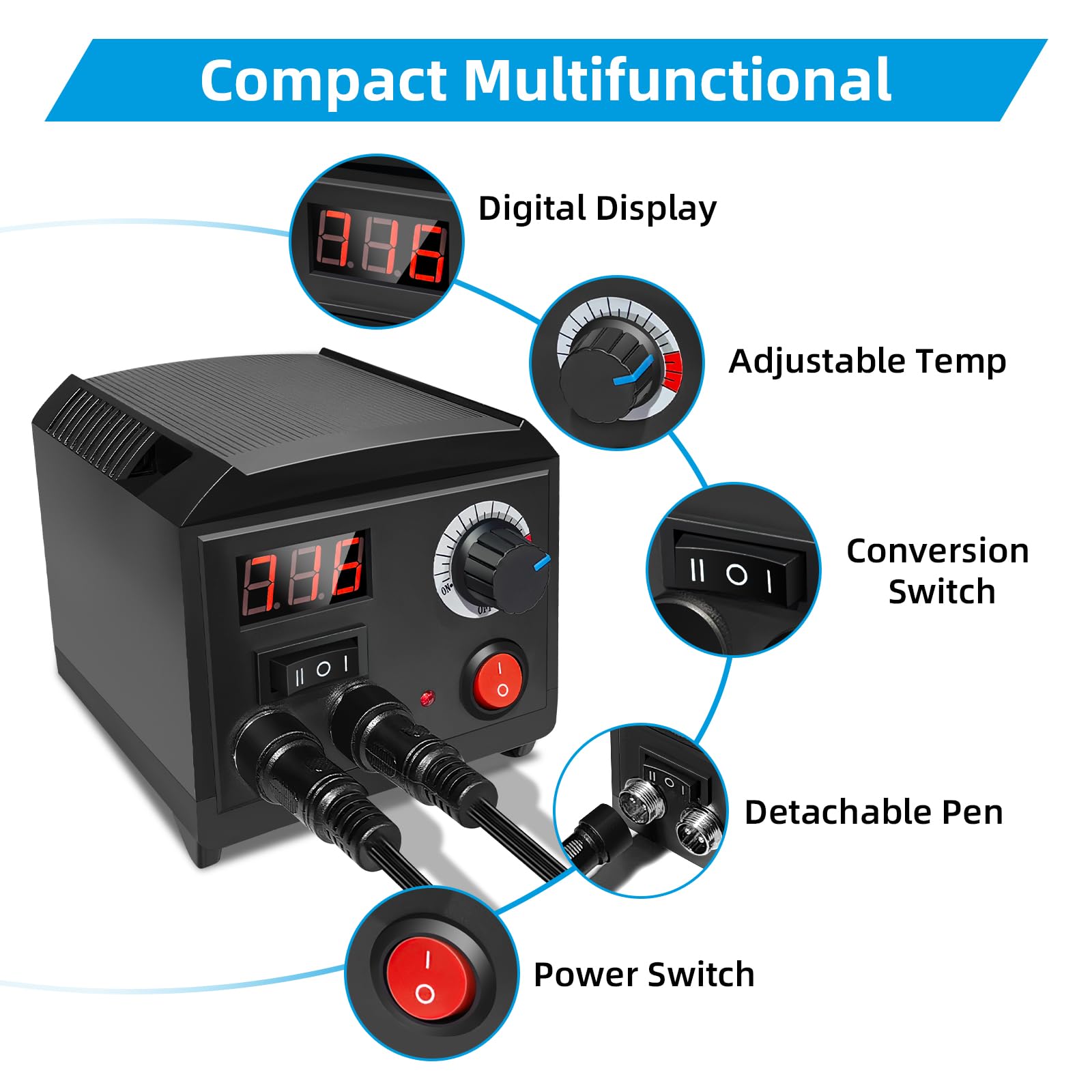FIRElood Wood Burning Tool, Wood Burner kit Pen 200~750?, Wood Burning kit with Digital Thermometer Temperature Adjustable Temperature, 2 pyrographic Wood Burning pens, 36 Wood Burning Pen Tips