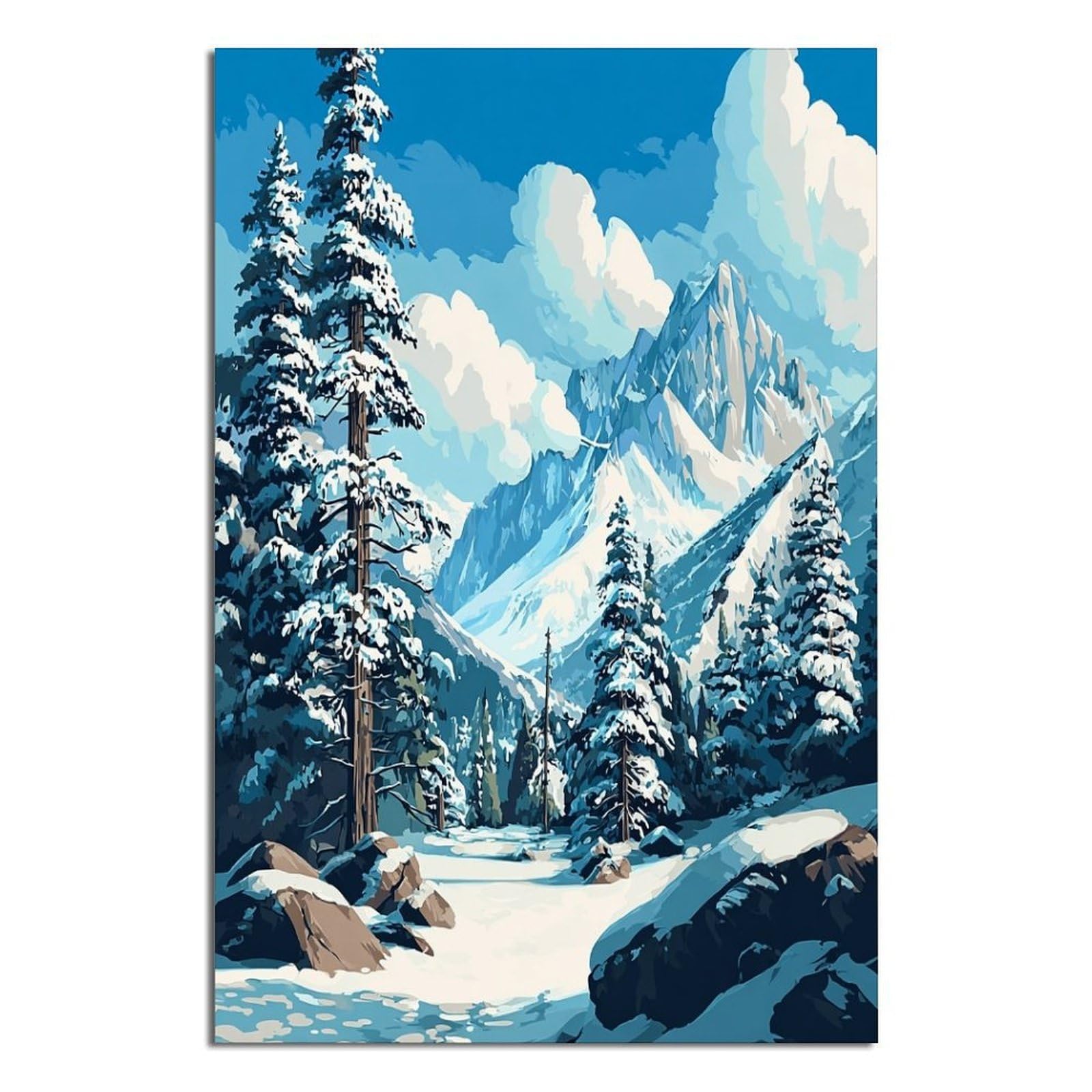 CFXNGA Chamonix Ski Poster 20x30inch(50x75cm) Vintage Watercolor Canvas Art