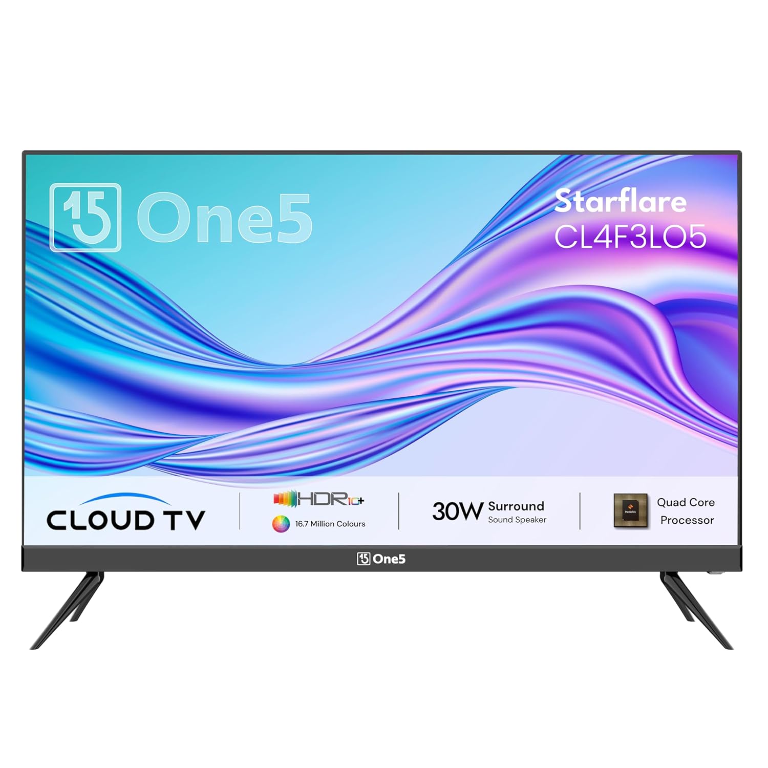 One5 109 cm (43 inches) Starflare Cloud Frameless HD Ready Smart Android LED TV CL4F3LO5 (Black) | (2024 Model) One5 109 cm (43 inches) Starflare Cloud Frameless HD Ready Smart Android LED TV CL4F3LO5 (Black) | (2024 Model)