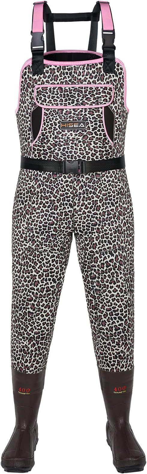 HISEAWomen's Chest Waders Leopard Duck Hunting Waders for Women with Boots Neoprene Fishing Waders