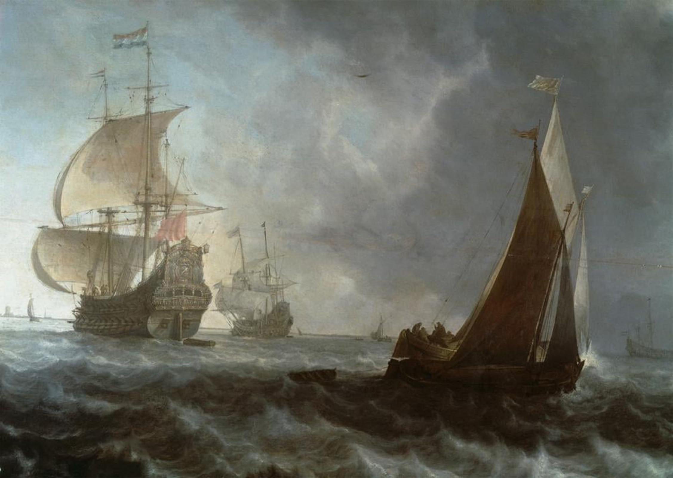 SERENDIPITP Vintage Wall Art Canvas Nordic Poster Canvas Print Picture Dutch Warships by Ludolf Backhuysen Wall Art Poster for Home Decor 60x90cm