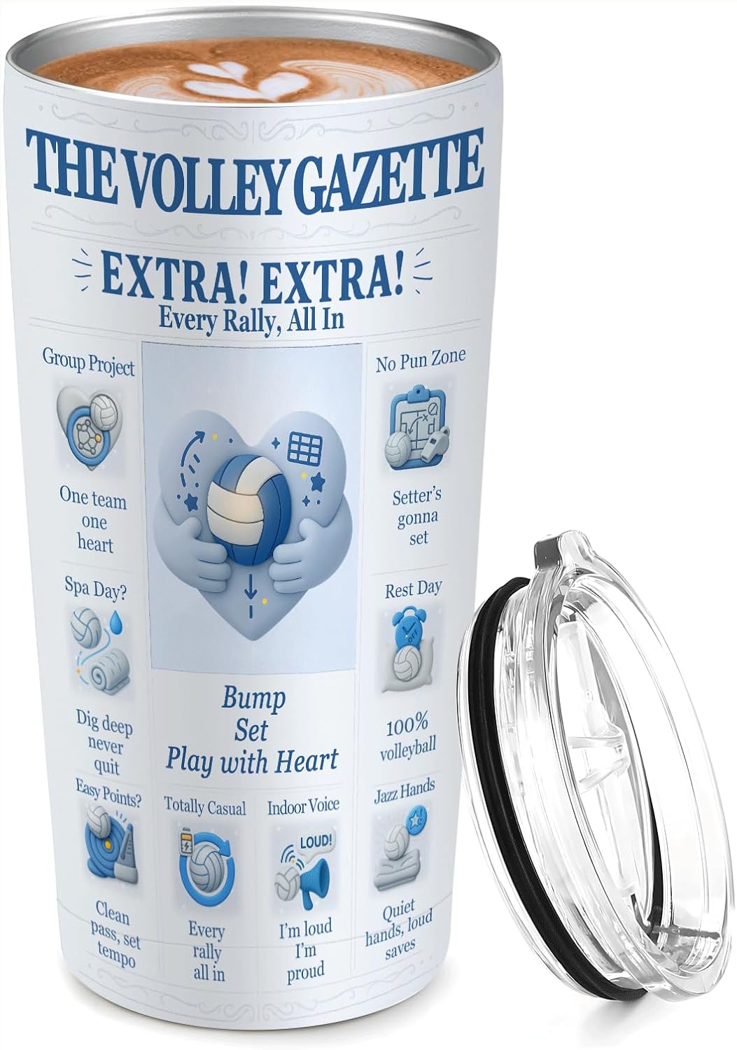 Volleyball Gifts 20oz Insulated Tumbler with Lid, Stainless Steel Travel Mug, Double-Wall Vacuum, BPA-Free, Gifts for Mom Coach Player Team, Senior Night, Leak-Resistant, Fits Most Car Cup Holders - Image 2