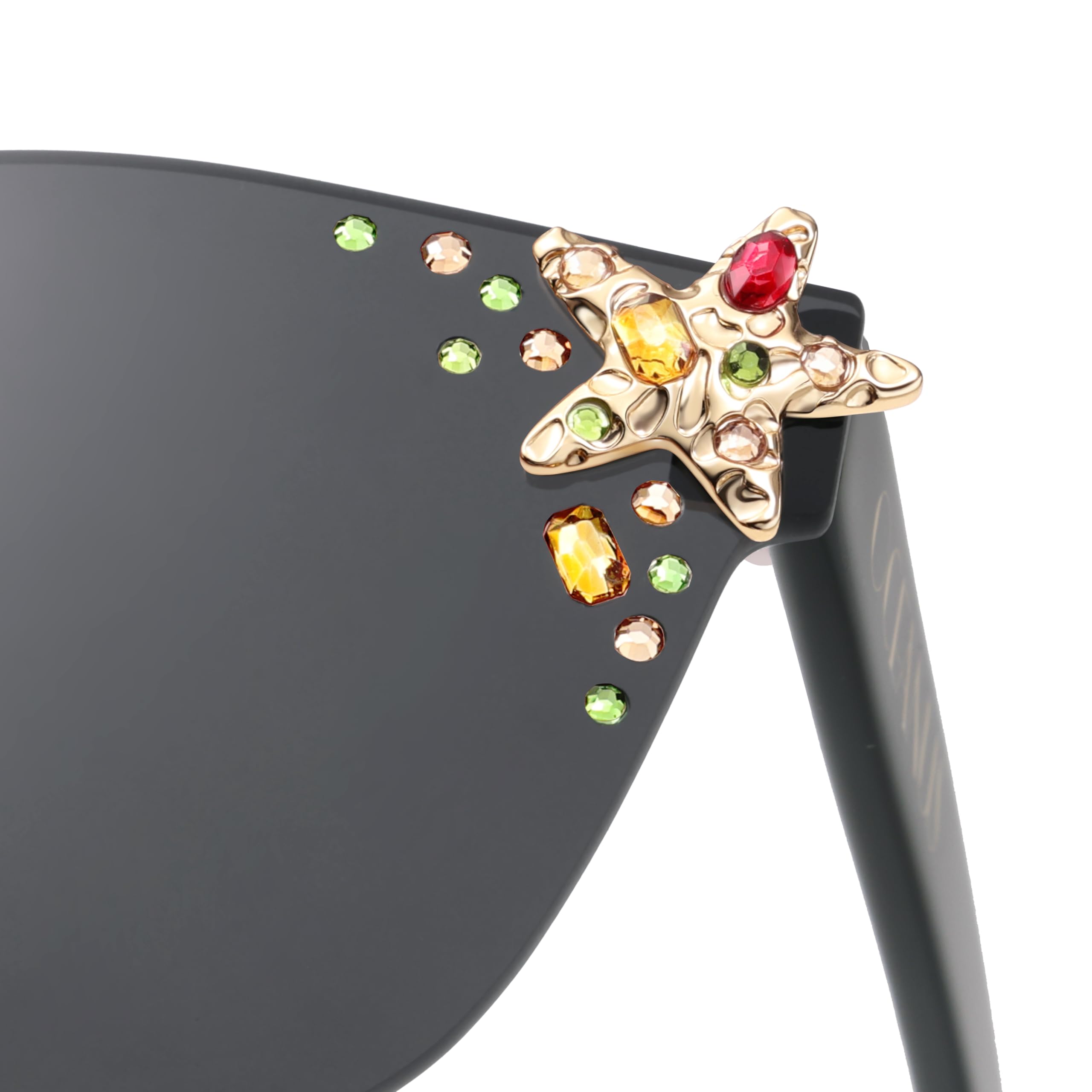 SOJOS Occhiali da sole quadrati oversize donna acetato con accenti stellati protezione UV400, Glowheart