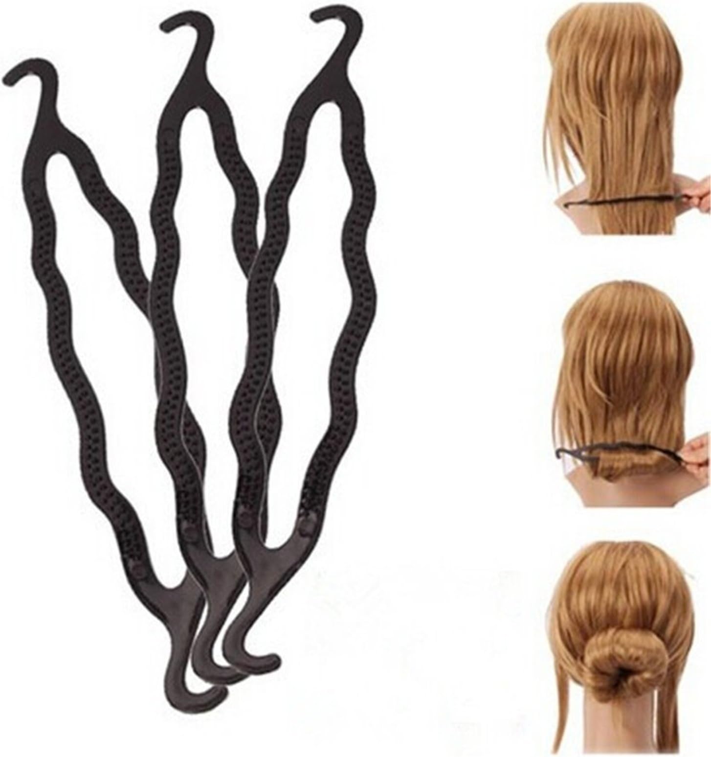 SENECIO 3 Pack Magic Hair Braiders Donut Maker Twist Clip Super Saver Combo Plastic Bun Stick