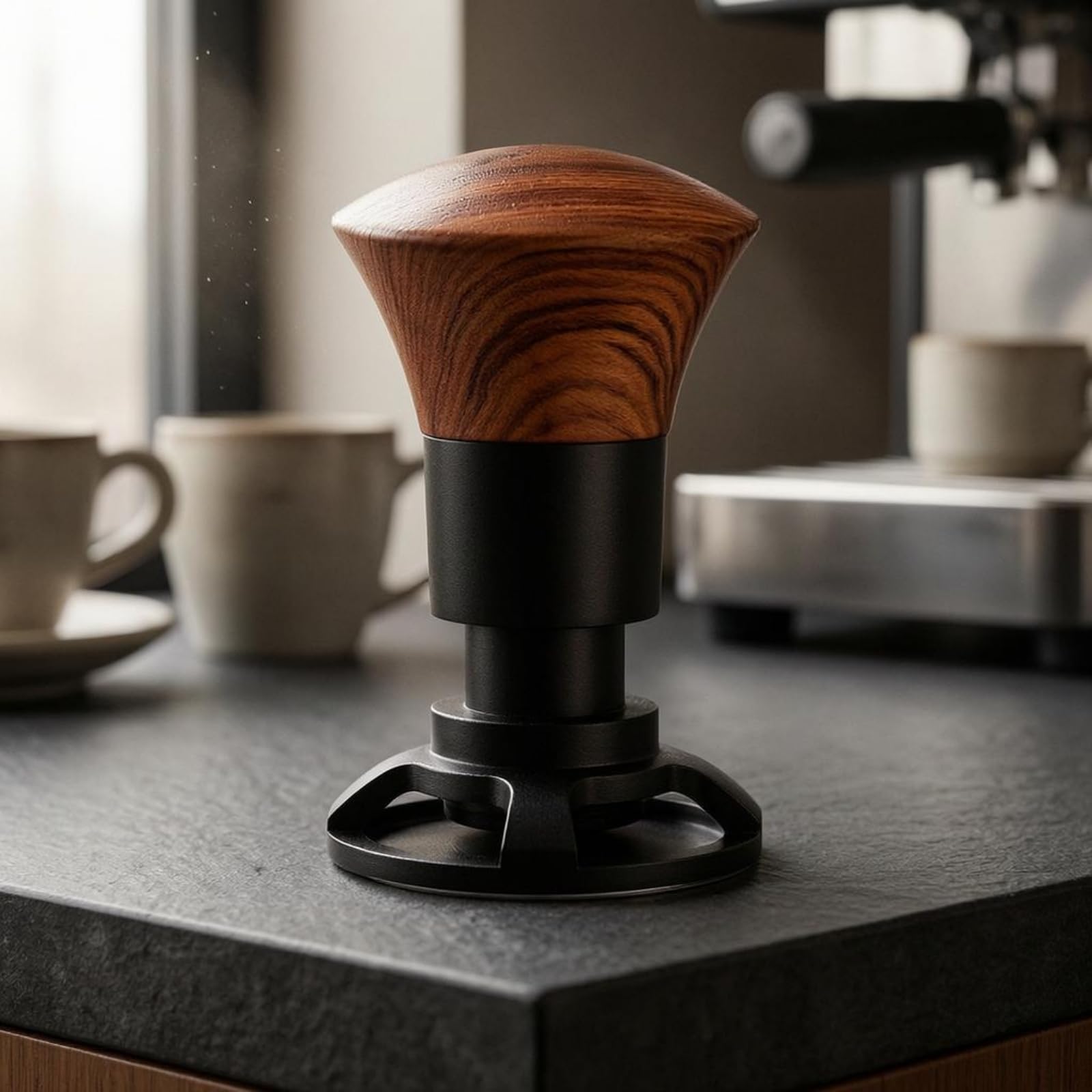 Gralara Tamper Resorte Base Plana Accesorio Experto en Café Presión Constante Herramienta Cafetera, 53mm