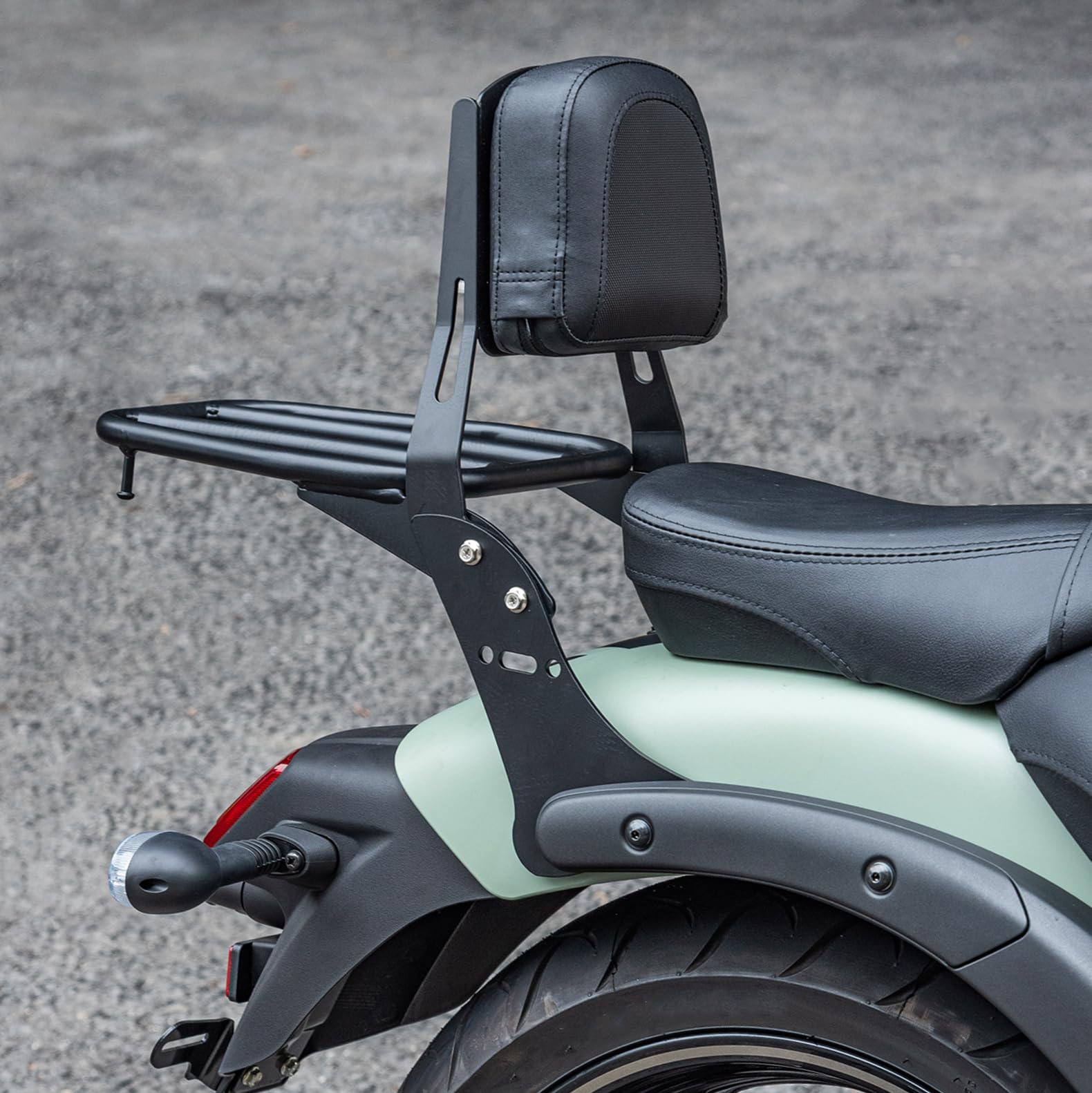 Sissy Bar Porte-Bagages arrière pour Vulcan S VN 650 2015-2024 2025 2026 Dosseret Porte Paquet - Noir | Porte-bagages arrière pour moto avec coussin de dossier passager