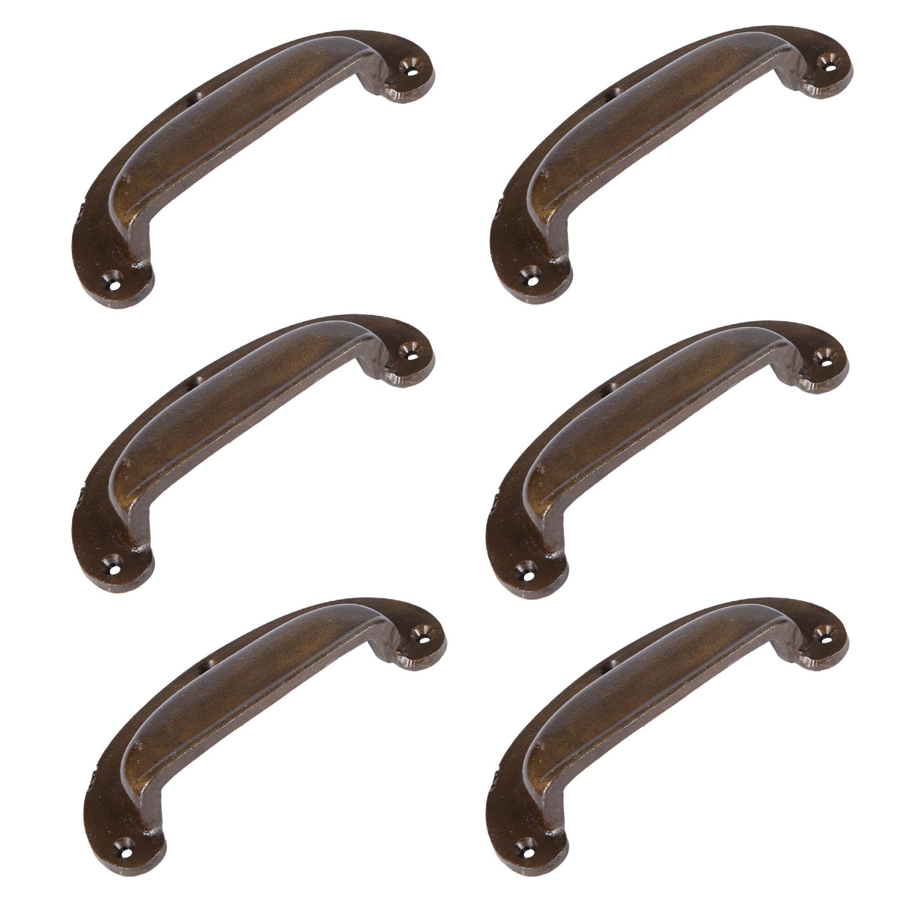 Hammer And Tongs Brass Wide Lipped Cabinet Drawer Handles - W130mm X H50mm - Pack Of 6 - Home Storage Cupboard Handle Door Knob Cabinet Pull Handles With Screws Included