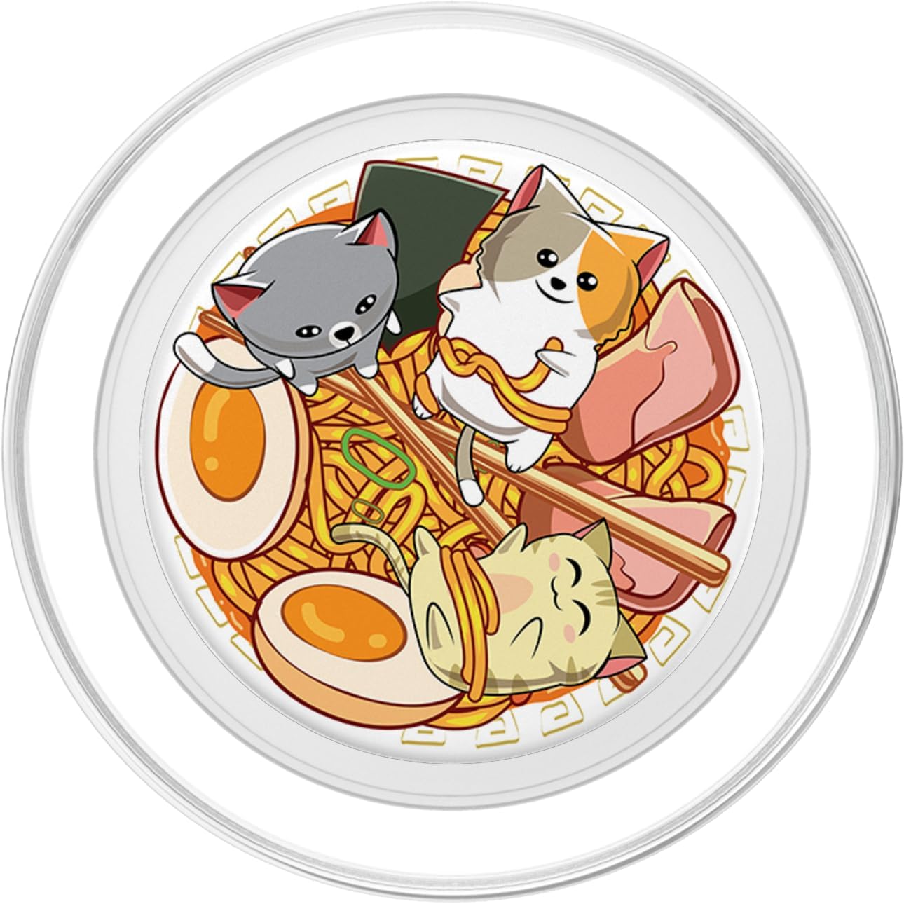 Ramen cute kawaii cat japanese PopSockets PopGrip: Swappable Grip for Phones & Tablets PopSockets MagSafe PopGrip for iPhone