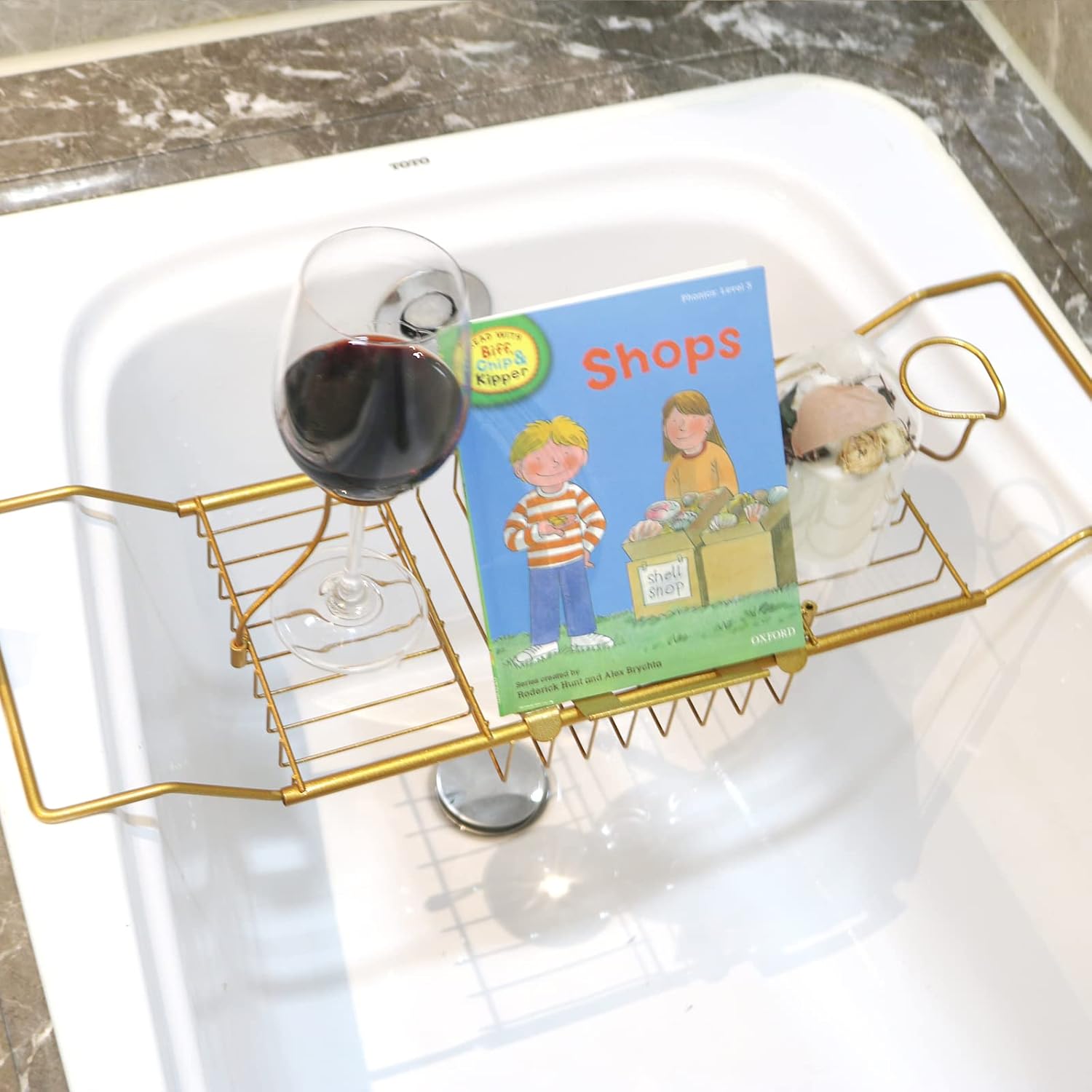 BDL Stainless Steel Bathtub Caddy Tray，Over Bath Tub Table Shelf with Extending Sides，Easy Installation and Disassembly Tub Rack for Bathtub （Bronze） : Home & Kitchen
