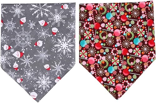 Miniatura 2 de Paquete de 2 pañuelos de Navidad para perros, reversibles, triangulares, bufandas, accesorios para perros, gatos, mascotas y animales