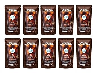 Cafe Snow Korean Style Iced Americano Coffee Pouch, 10 Pack, 7.77 fl oz Each, Ready-to-Drink Black Coffee, Low Calorie Cafe Style Cold Coffee, Korean Convenience Store Inspired Drink