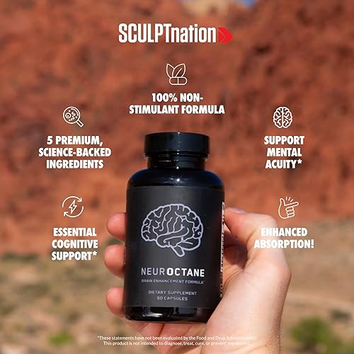 Miniatura 2 de Sculpt Nation by V Shred Neuroctane Suplemento cerebral nootrópico para concentración, apoyo cerebral y memoria, energía natural y suplemento de