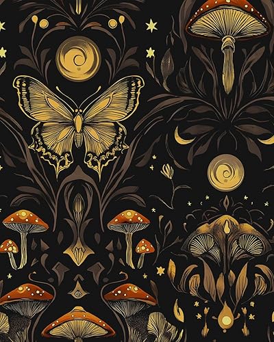 Miniatura 9 de Papel tapiz para despegar y pegar, papel tapiz de color negro floral para despegar y pegar, papel de pared extraíble, papel de pared floral oscuro