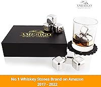 Vista 2 de Exclusive Whiskey Stones Gift Set - High Cooling Technology - Reusable Ice Cubes - Stainless Steel Whisky Rocks - Whiskey Gifts for Men - Regalos