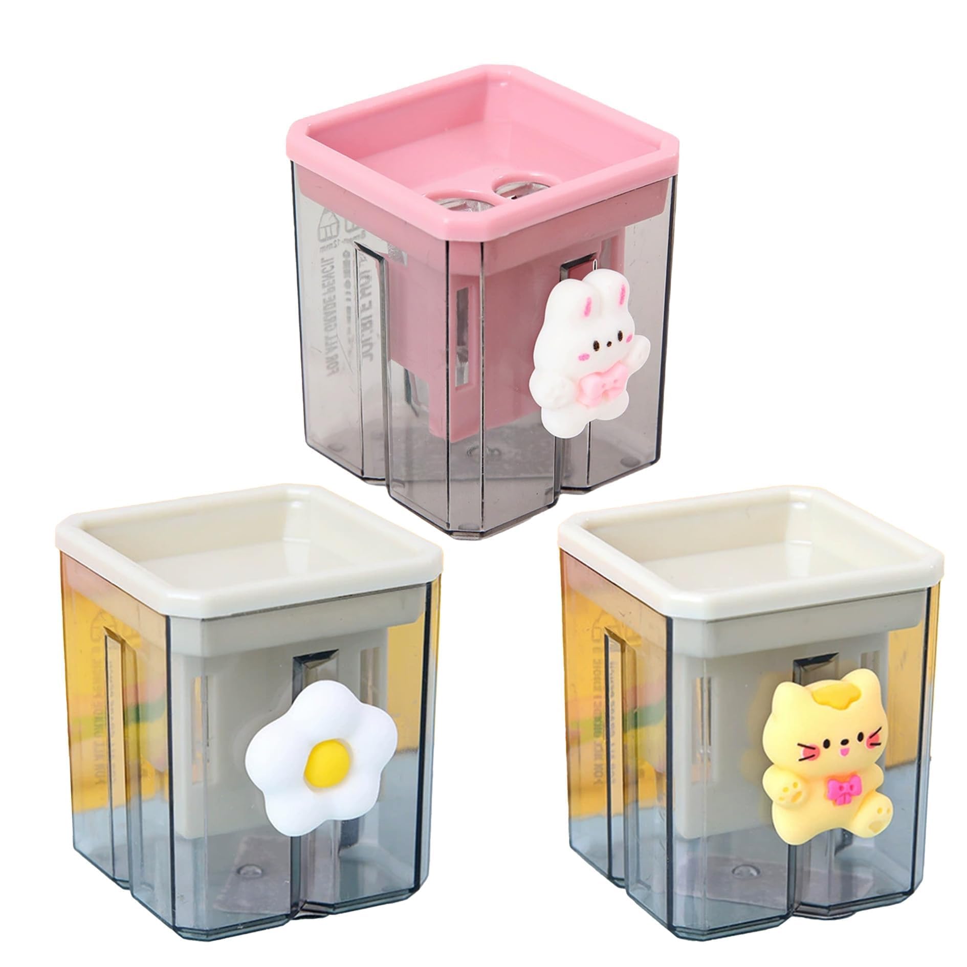 Lip Liner Sharpener, 3PCS Cosmetic Pencil Sharpener with Dual Holes and Cover, Portable Makeup Tool for Lip Pencils, Eyeliners, Students School Office Art Supplies