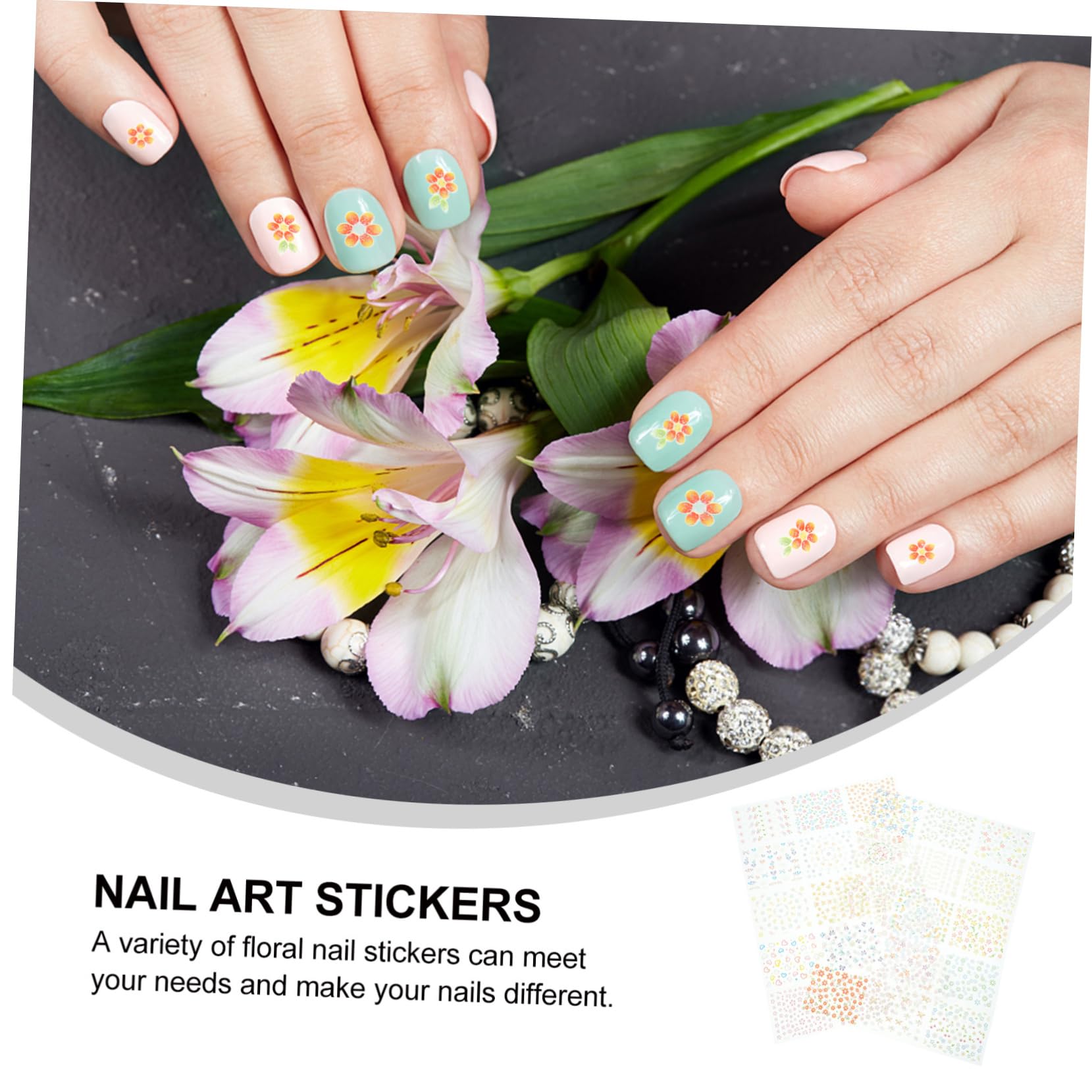 5 Set Set Adesivo Per Manicure Adesivi Per Unghie Fiori Unghia Uv Arte Adesivi Unghie Sticker Unghie Adesivi Per Fiori Per Unghie Ciondoli Per Unghie Etichetta 30 Fogli*5