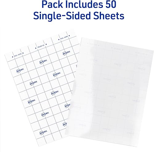 Miniatura 2 de Hojas de laminado autoadhesivas Avery 73601, 9 x 12 pulgadas, adhesivo permanente, 50 hojas de laminado transparentes.