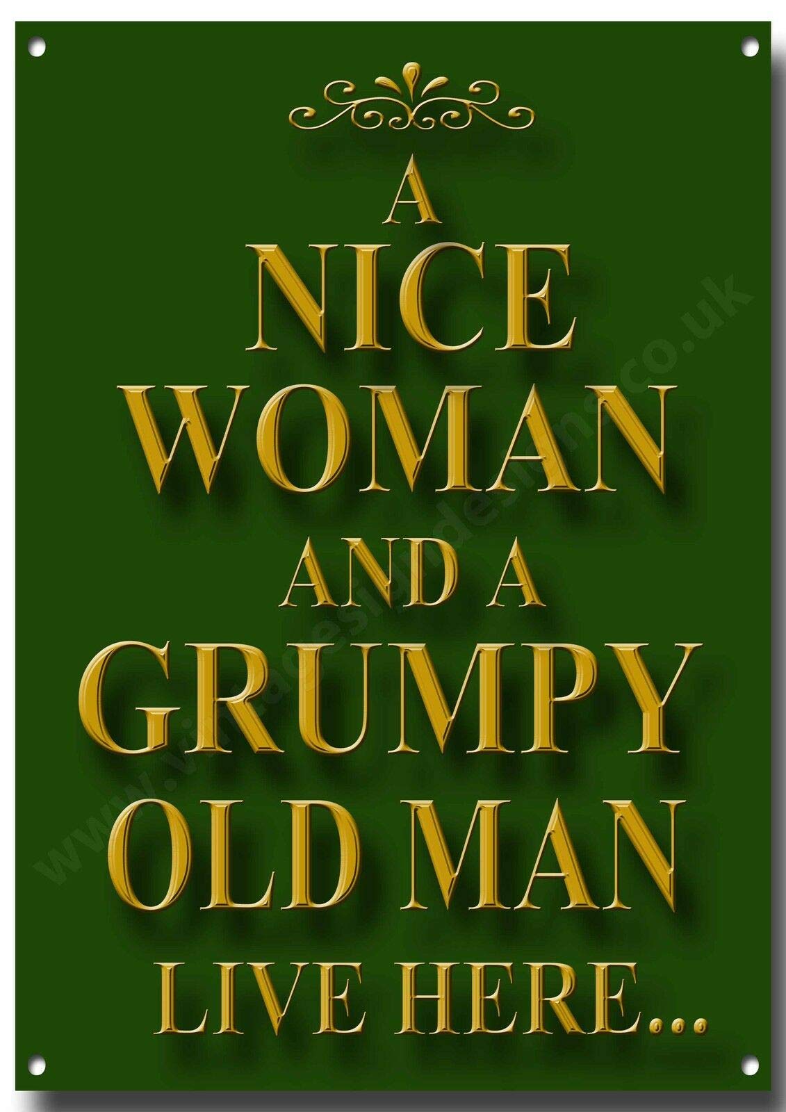 Kueprae A505 A Nice Woman And Grumpy Old Man Live Here Metal Sign Wall Decor 8X12 Inch