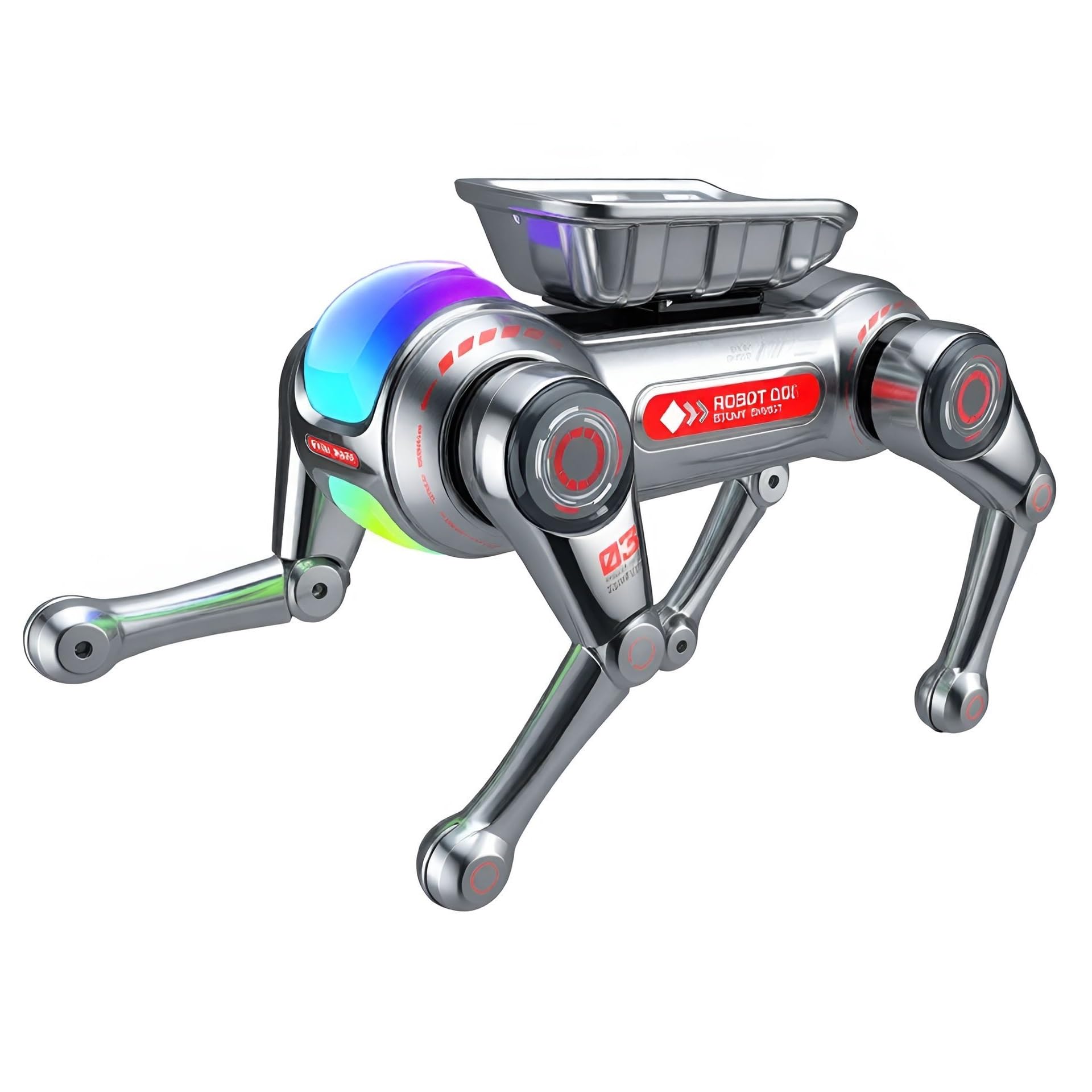Cane robot intelligente con cesto portaoggetti rimovibile, giocattolo robot per bambini dai 3 ai 12 anni, controllo vocale, oltre 30 azioni e possibilità di programmazione, effetti di luce