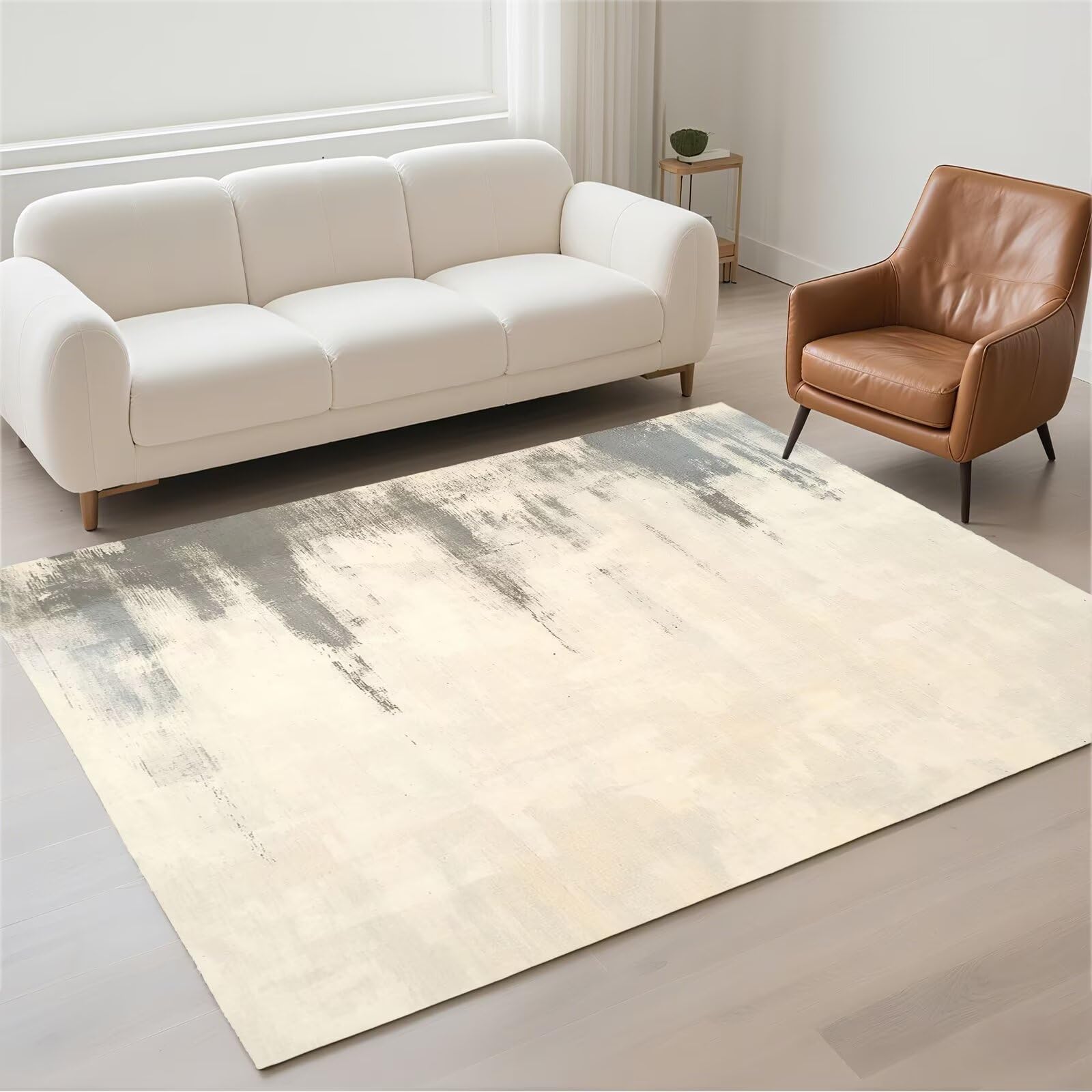 Tapis de salon cream 120x180cm moderne lavable et antidérapant pour chambre
