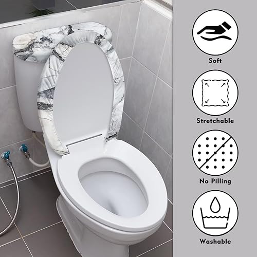 Miniatura 9 de Tapa de inodoro de mármol y cubierta de tanque de inodoro, cubierta de tapa de inodoro de tela de poliéster y cubierta de tanque de inodoro, tela de