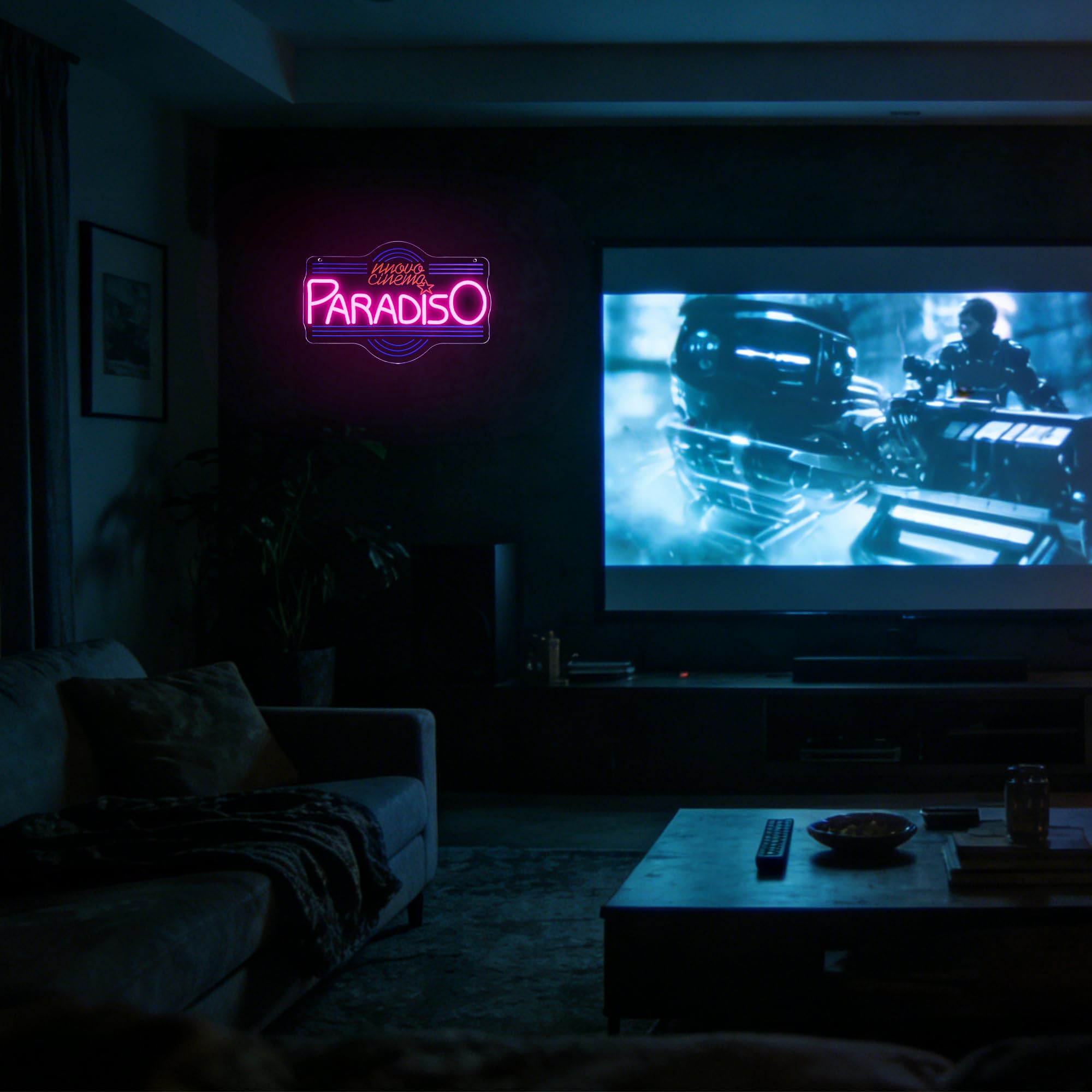 Allball Insegna al neon del cinema Paradiso, luce al neon a LED alimentata tramite USB, dimmerabile, per home cinema, decorazione per feste notturne, regalo per amanti del cinema (40 x 25 cm)