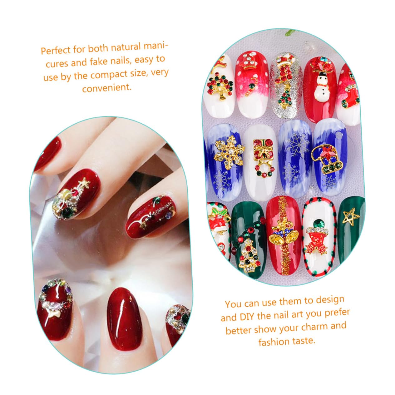 Healvian 4 Set Decorazioni Per Unghie Natalizie Charms Tema Natale in Per Manicure Per Unghie Naturali E Artificiali Facili Usare E Resistente Per E Speciali 24 Pezzi*4