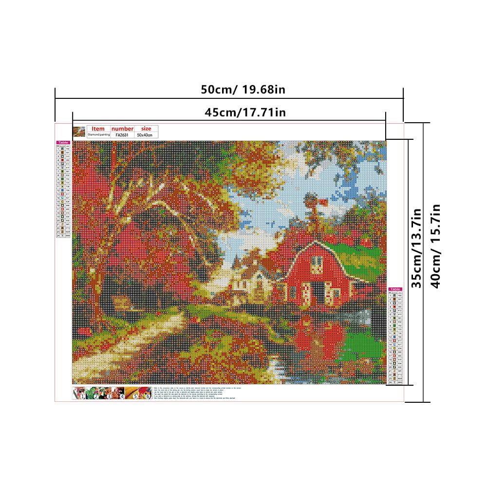 DCIDBEI DIY Diamond Painting Herbst-Landschaft, 50 X 40 Cm – Komplettes Set Mit Strasssteinen & Zubehör