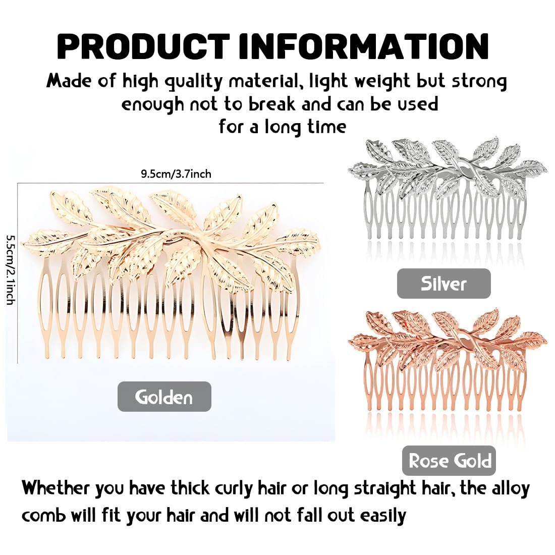 3 Piezas Peinetas Para El Pelo, Tocados De Pelo Boda, Peineta Flamenca, Mantilla Peineta, Peine Con Hoja Hermoso Y Encantador, Ideal Para Diseñar Peinados En Damas