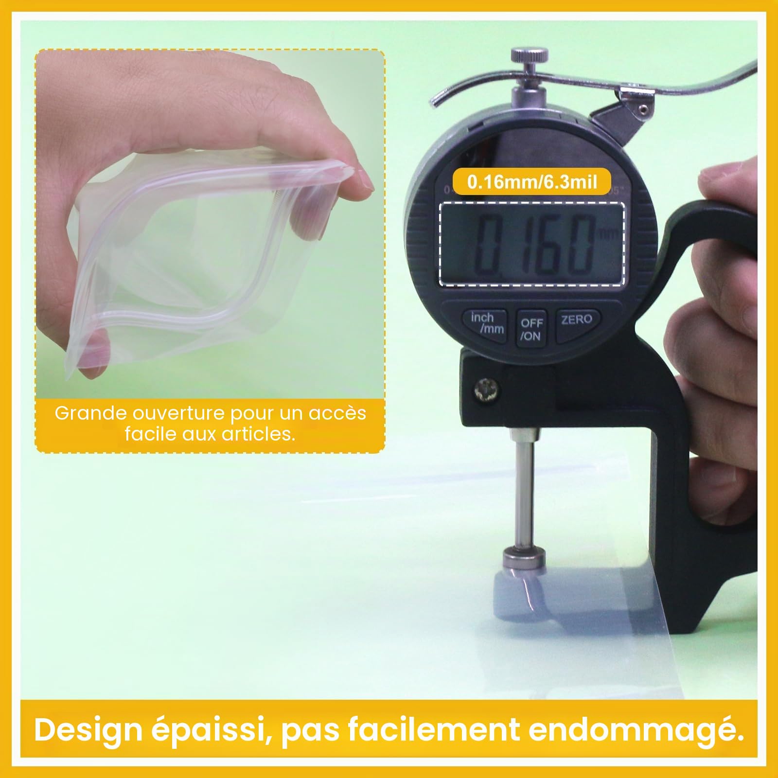 100 sacs transparents dressés SumDirect pour aliments surgelés de 24x35CM, Pochettes dressées réutilisables avec fermetures à glissière, Sac d'emballage de l'encoche à déchirure thermo