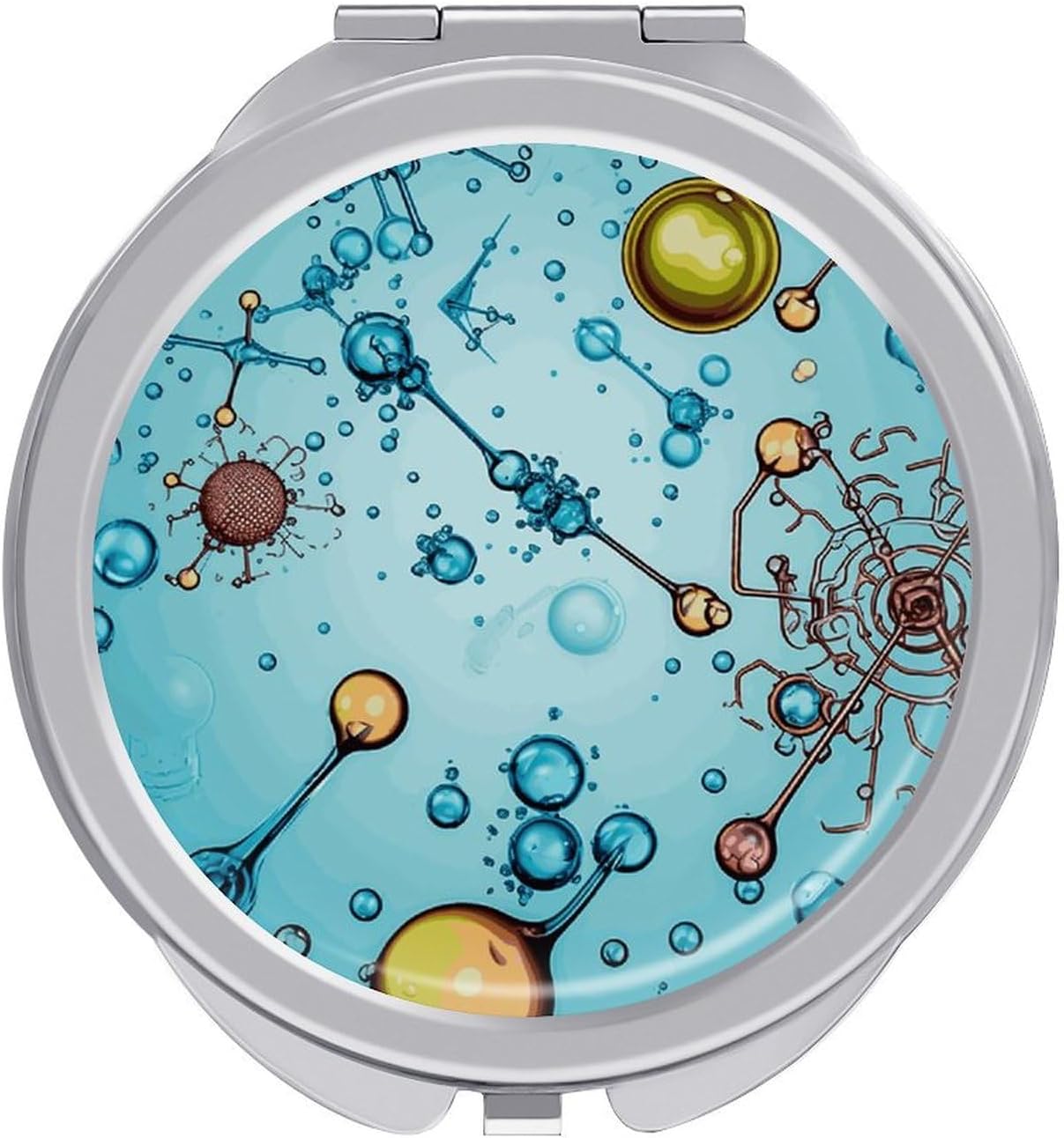 Lighted Travel Makeup Mirror Abstraction Biology Chemistry Compact Folding Mirror Small Travel Mirror Pocket Mirror 1X/2X Magnification Portable Travel Makeup Mirror for Daily