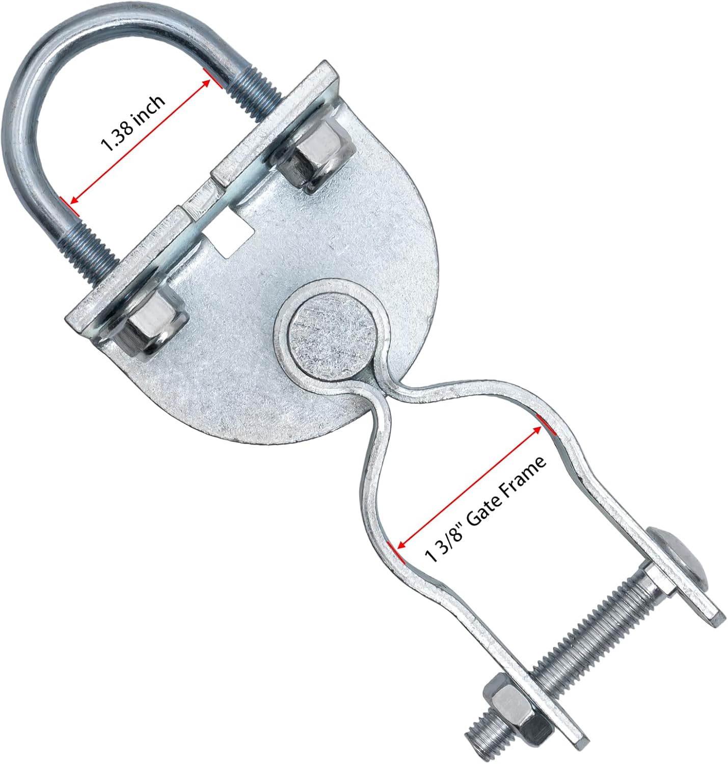 2 Packs T-Post Gate Hinge Kit, Heavy Duty 1-3/8" U-Bolt Clamps, Latch & Bolt Combo for Metal Posts & Chain Link Gates - Farm & Backyard Use (Silver)