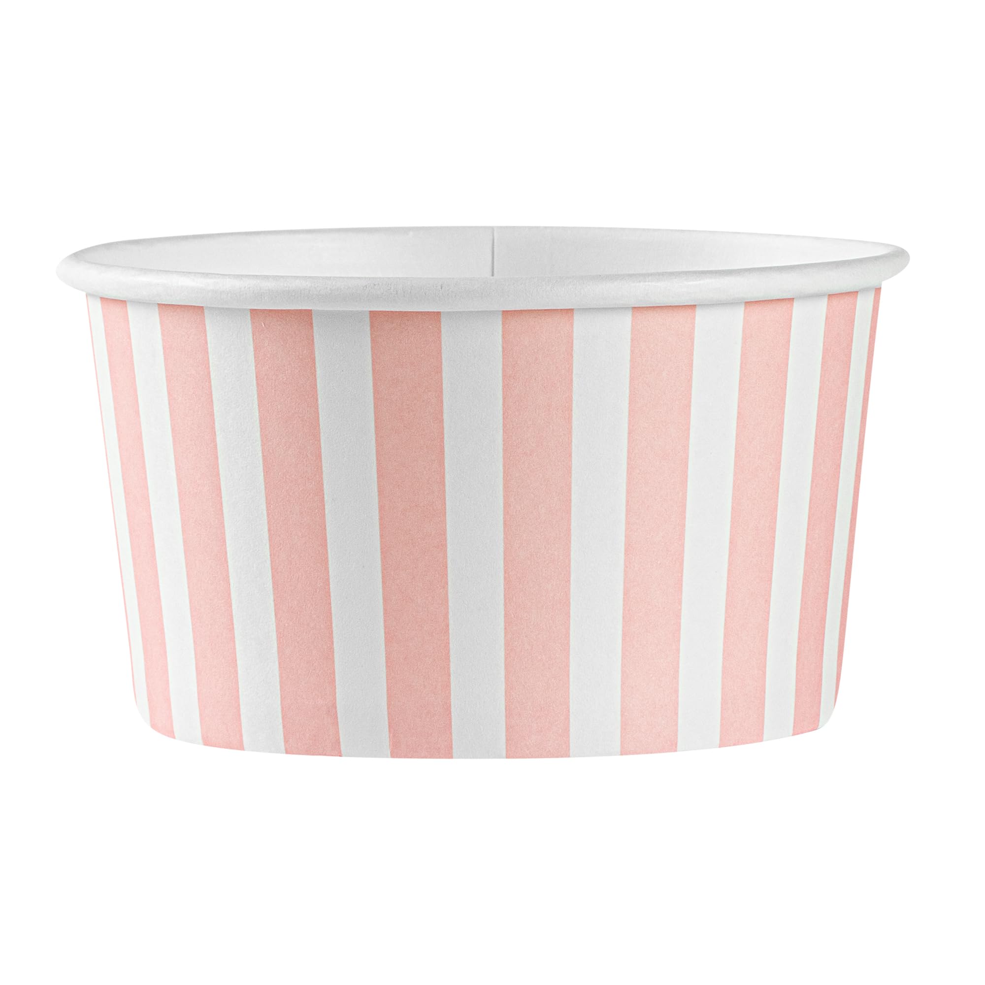 Restaurantware Coppetta - Vasos de postre de 8 onzas, 50 vasos desechables para helado, tapas se venden por separado, cuencos de papel FroYo resistentes, color rosa y blanco, para alimentos fríos y