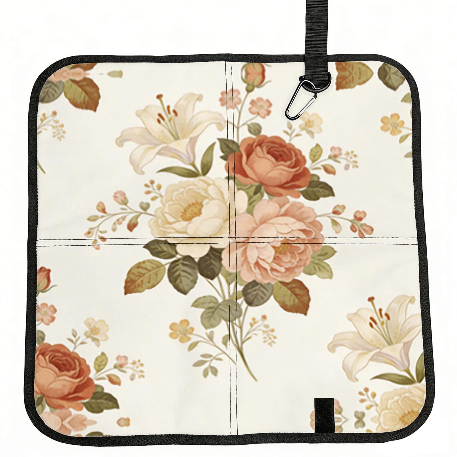 DUYIOKH Vintage Bouquet Print Foldable Portable Seat Cushion for World Cup Games, Camping and Outdoor Activities