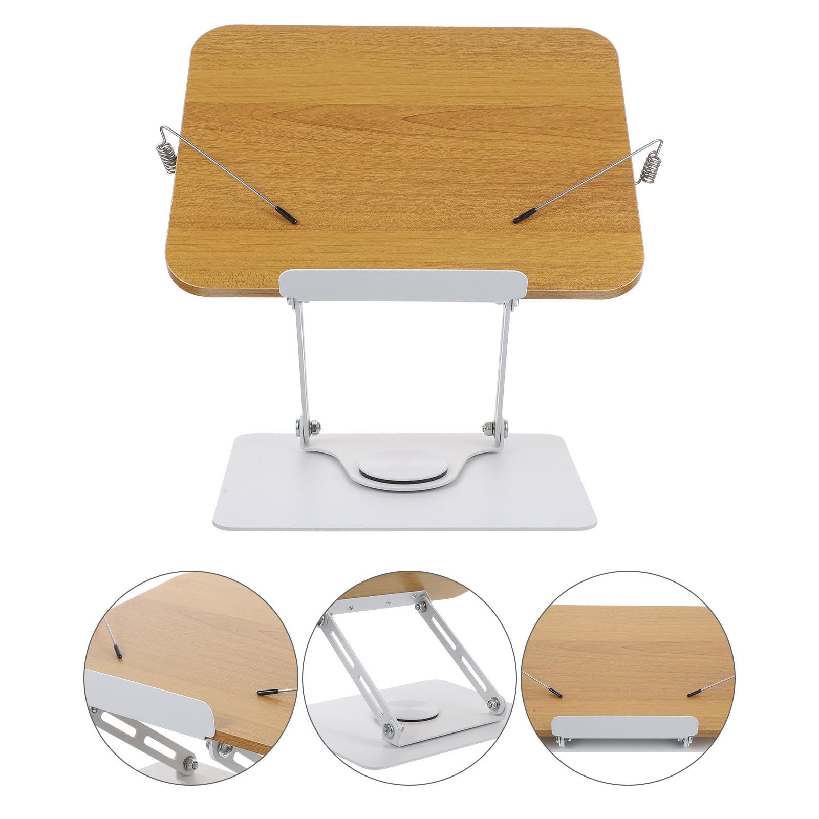 POPETPOP Leggio Porta Libri Portatile in Lega di Alluminio Base Girevole e Altezza Regolabile, Supporto Hands-free per Biblioteca e Ufficio Domestico