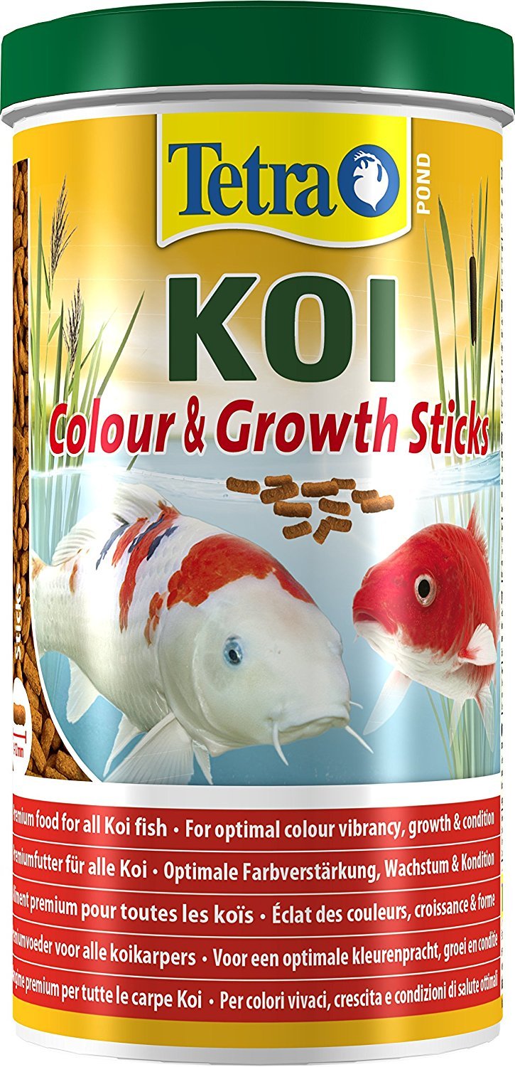 Tetra Pond Koi Sticks Colour & Growth - Koi yem, doğal renk parlaklığı ve daha büyük Koi balıklarının sağlıklı büyümesi için, 1 l kutu