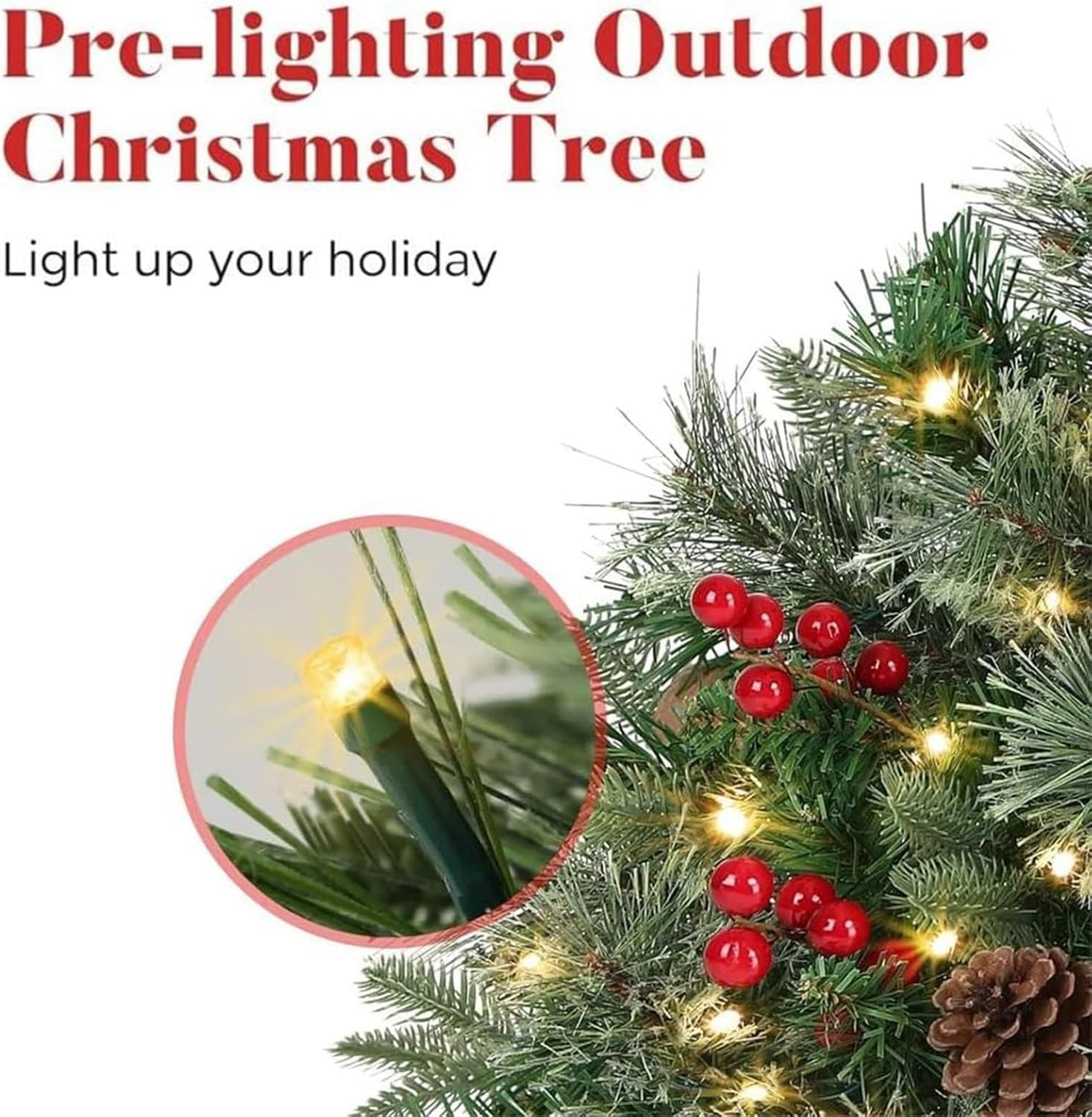 50 LED Planter Fillers for Large Pots, Pot Filler for Artificial Plants Outdoor, Lighted Artificial Christmas Trees with Tripod Stake | Light Up Planter Filler Festival Holiday Decor Home Decor