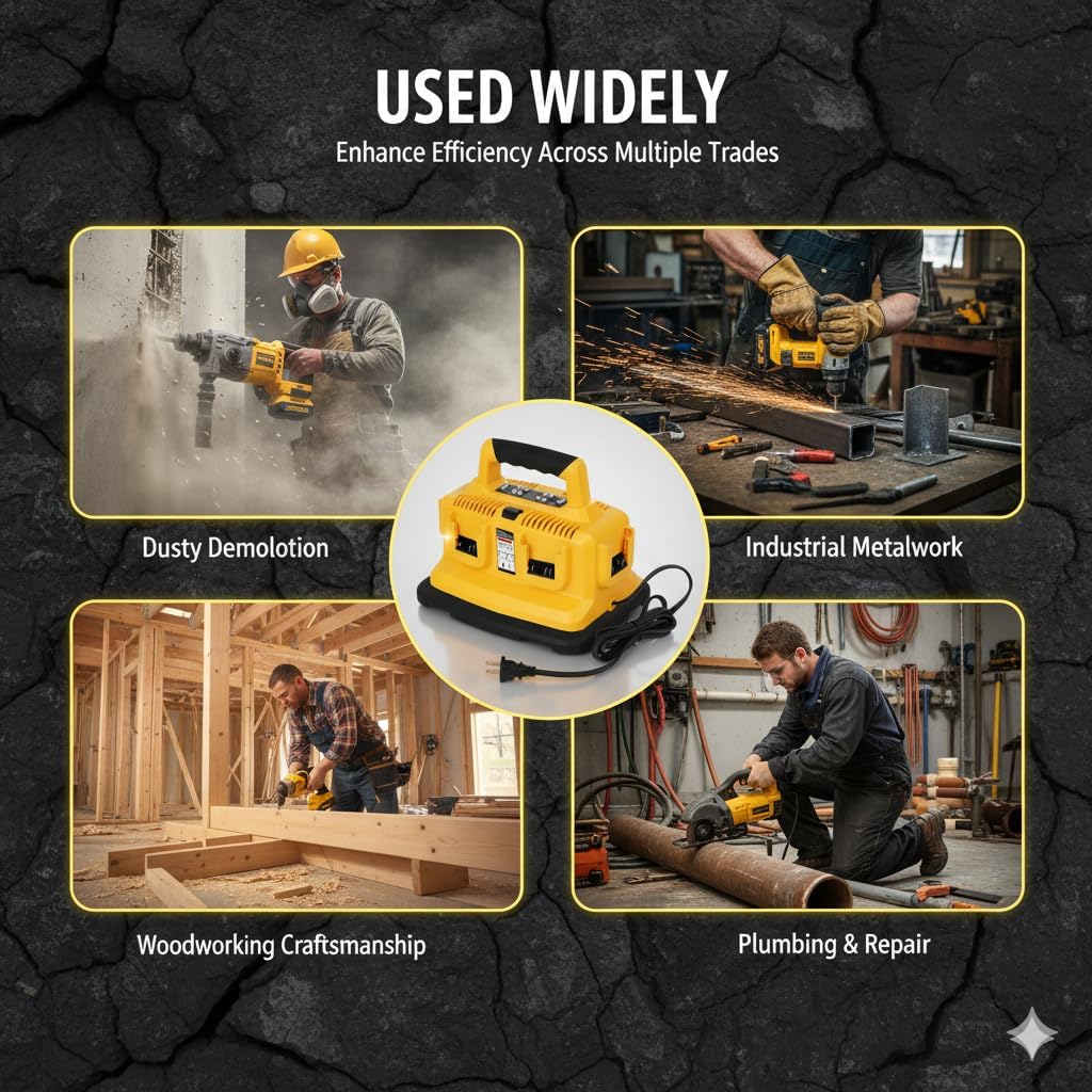 6-Slot Battery Charger Compatible with DEWALT 20V MAX & 60V FLEXVOLT – Replaces DCB104, DCB118, DCB115, DCB112, DCB1104 – Charges DCB205, DCB609 and More