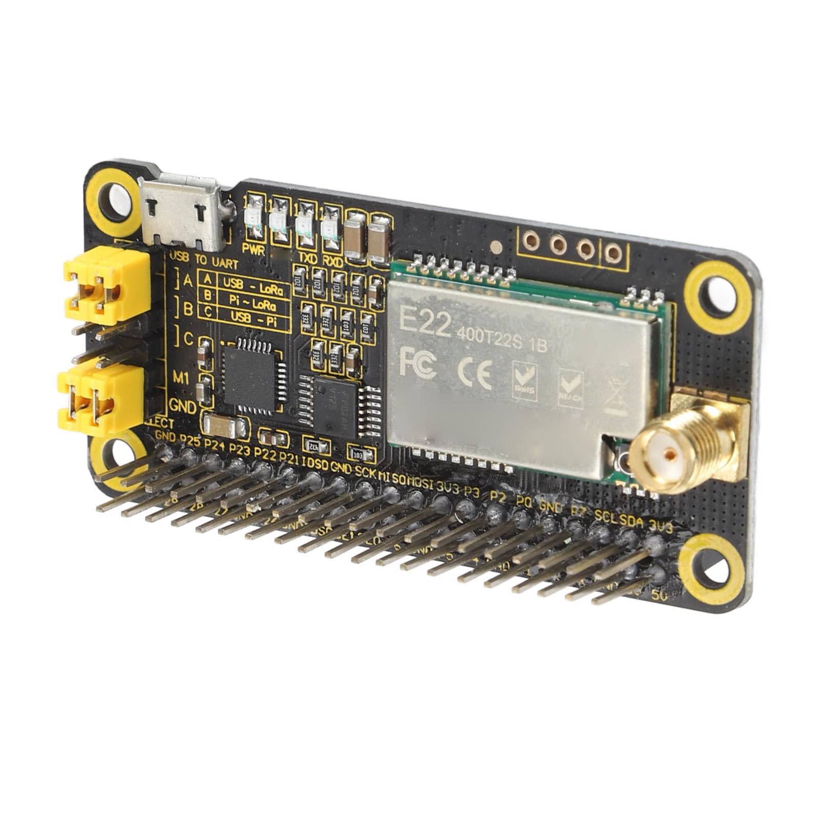 Fabater Lora Hat SX1268, Modulo Wireless da 5 Km, Basso Consumo Energetico con Interfaccia UART per la Comunicazione