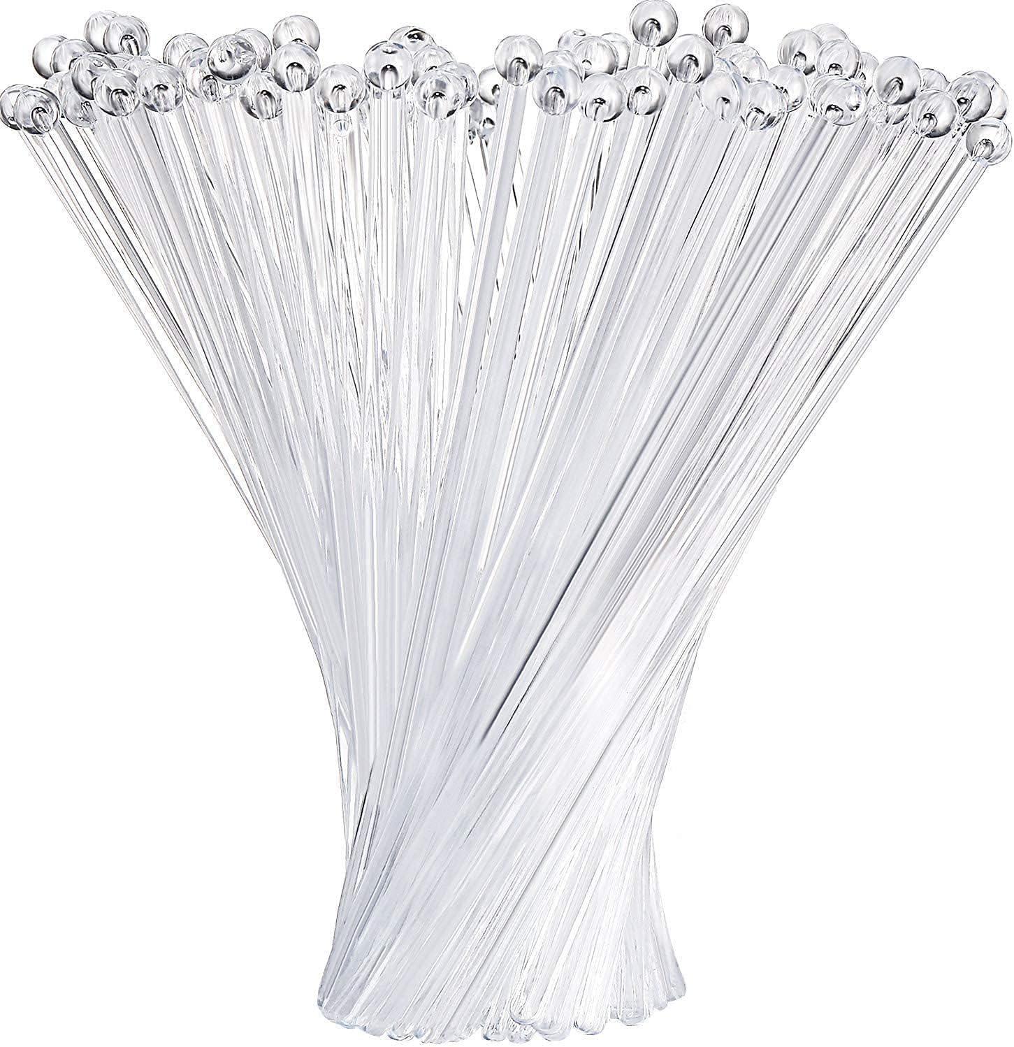 MARKQ 18cm Clear Plastic Cocktail Stirrers [100 Pack] Disposable Round Top Swizzle Sticks for Coffee, Tea & Hot Chocolate