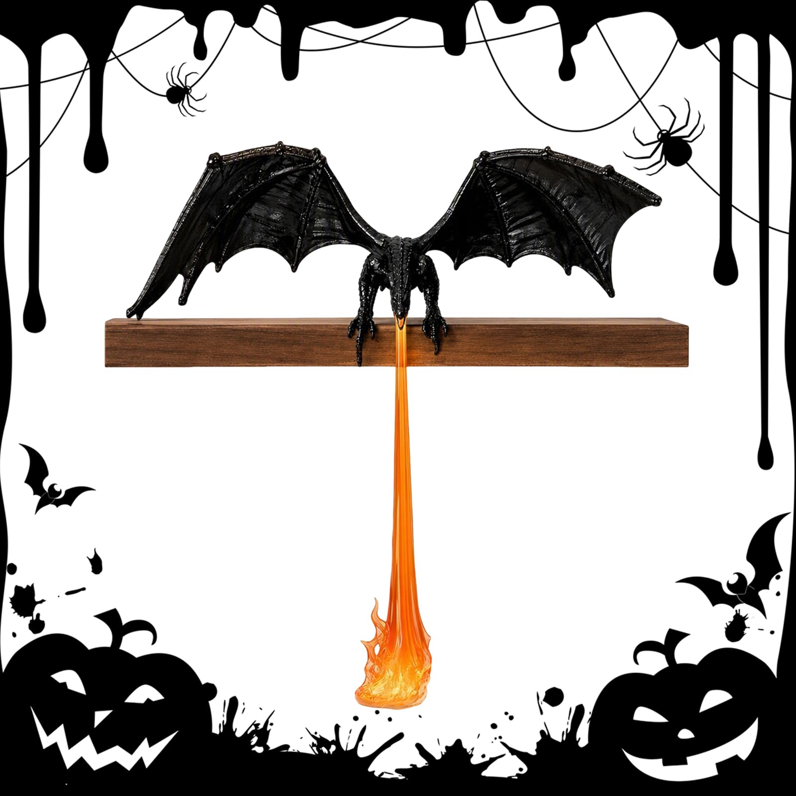 Dragon Gothic Shelf Sitter LED Flame Decor Posągi