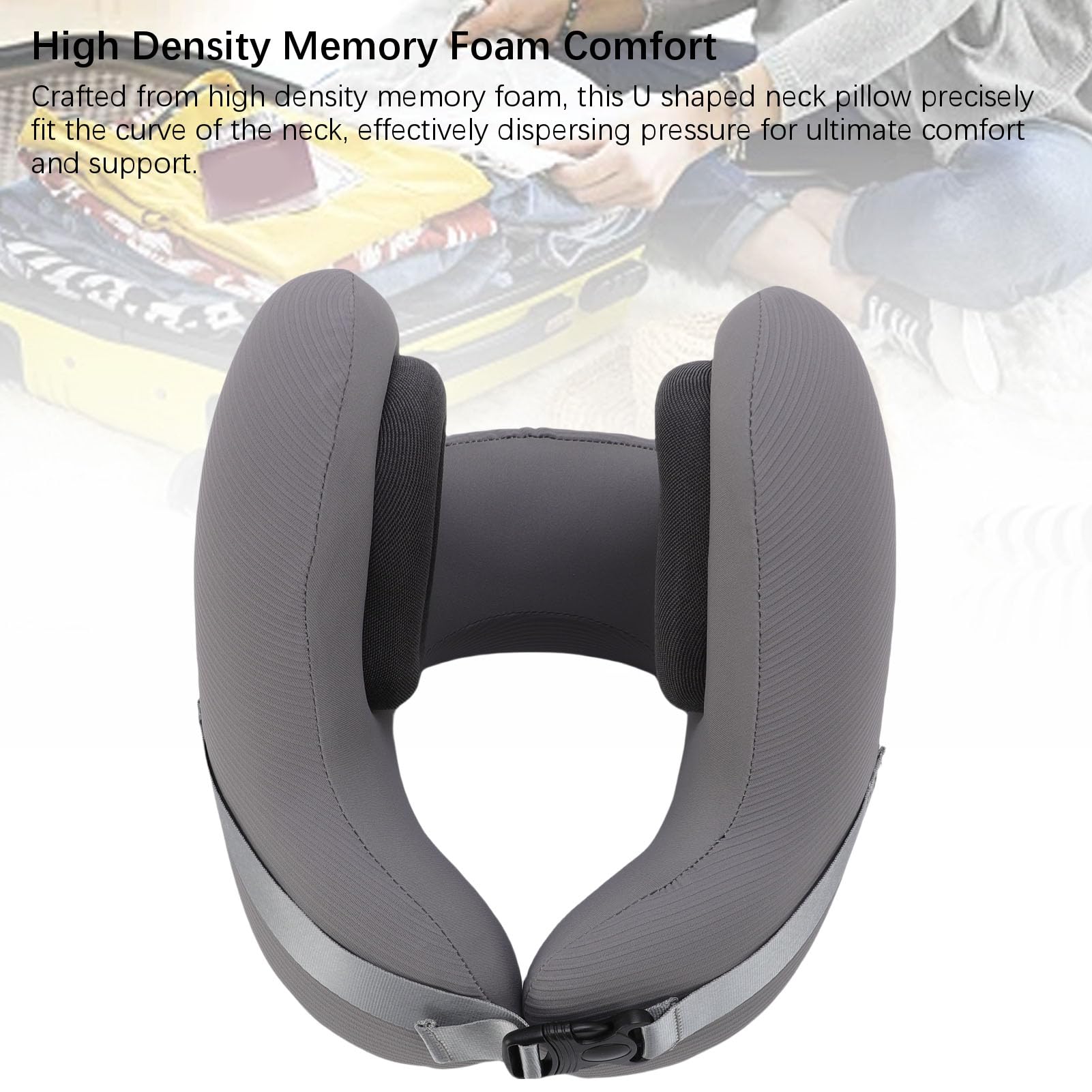 Almohada de Viaje para el Cuello con Orejeras con cancelación de Ruido, Espuma viscoelástica en Forma de U, Almohada de Apoyo para el Cuello para el hogar, avión,