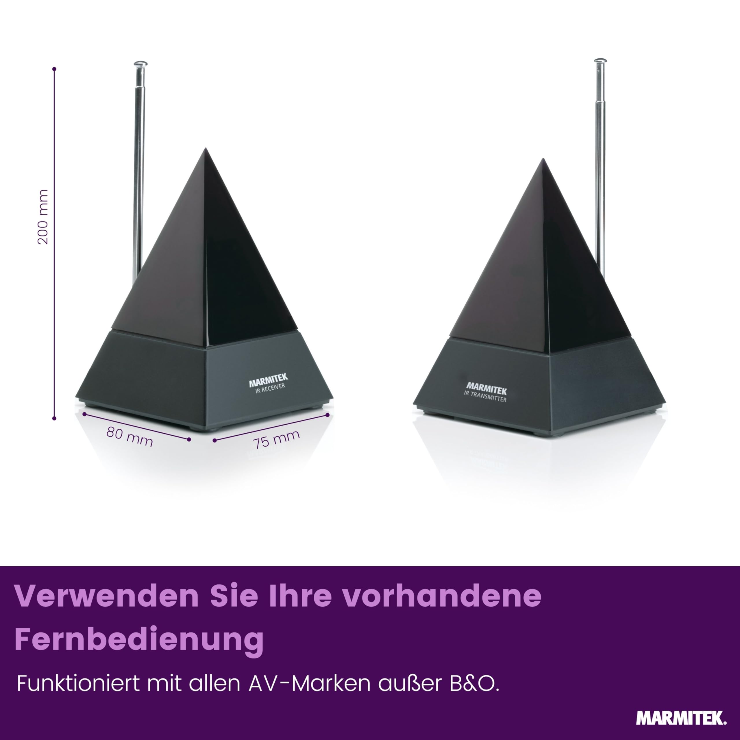 Infrarot Extender - Marmitek Powermid XL - Steuern Sie Ihre AV Geräte mit diesem IR repeater drahtlos von einem anderen Raum aus - Funktioniert garantiert mit allen Fernbedienungen | Geräte in anderem Raum durch Wände bedienen, Plug & Play, RF bis 25 m im