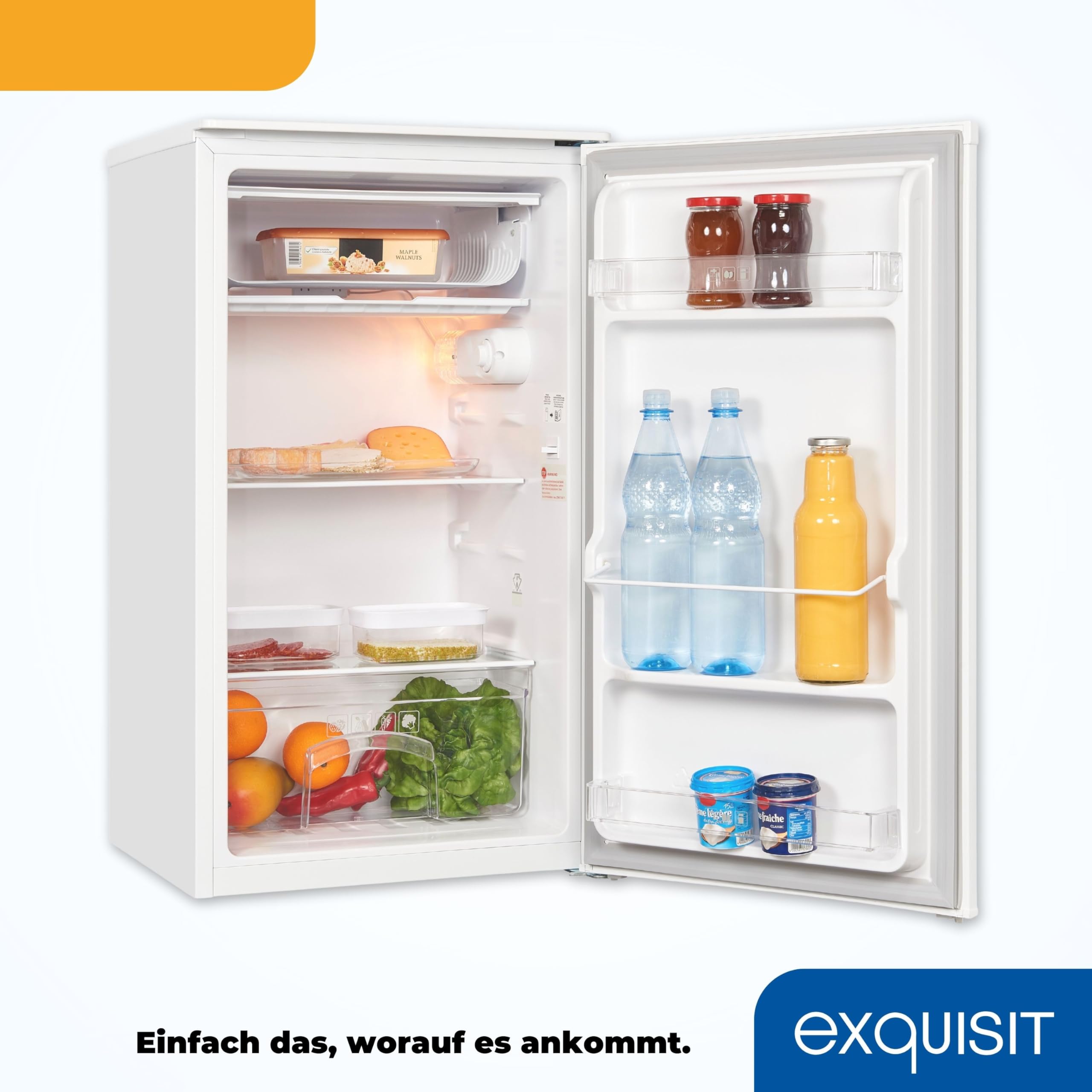 Exquisit KS116-0-041E Kühlschrank, 48cm breit, 90 L, LED-Beleuchtung, weiß