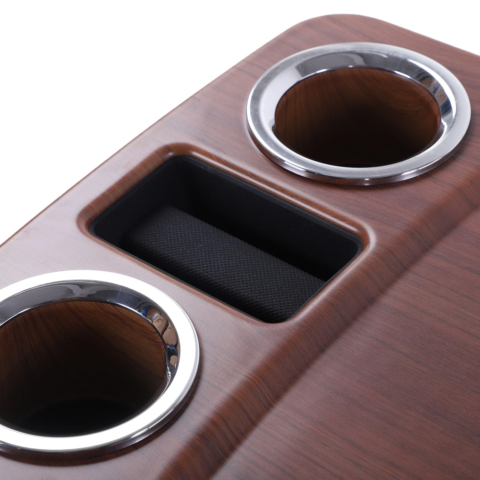Tavolo da Barca Rettangolare in Lega di Alluminio 90x45 Cm Staccabile 4 Portabevande 2 Supporti per Telefono per Yacht in Legno Strutturato