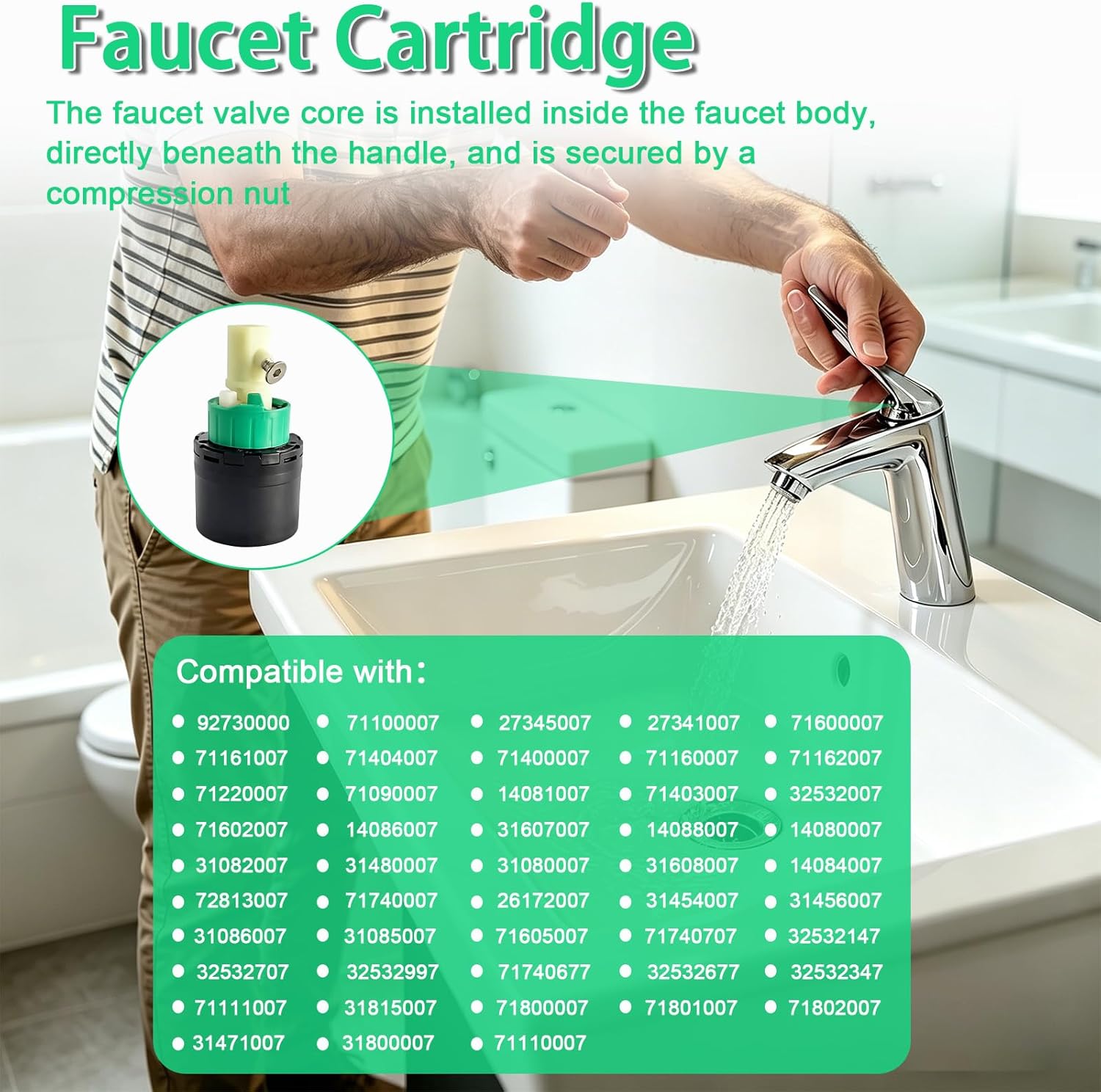 92730000 Kitchen Faucet Cartridge For Hansgrohe Replacement Parts, For M3/M2 Single-Hole Ceramic Cartridge 2-inch Valve Cartridge, For Hansgrohe Kitchen Faucet Valve Core