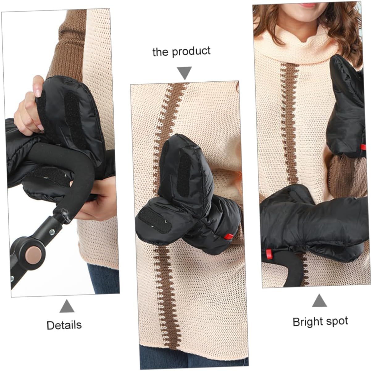 1pair Warmth Stroller Gloves Windproof Thick Fleece for Cold Weather Insulated Mittens for Outdoor Use